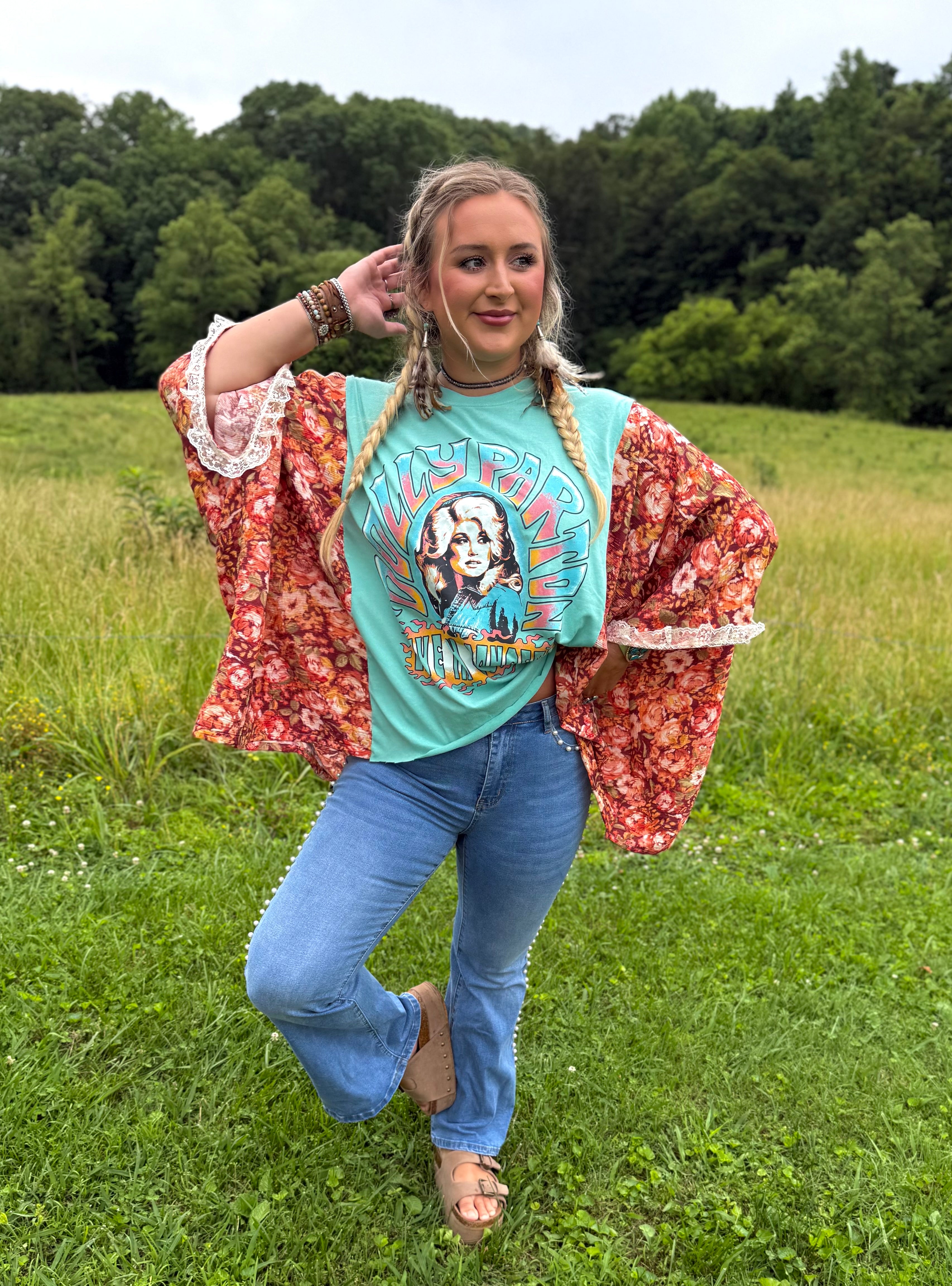 Dolly Upcycled Tee (lace trim)