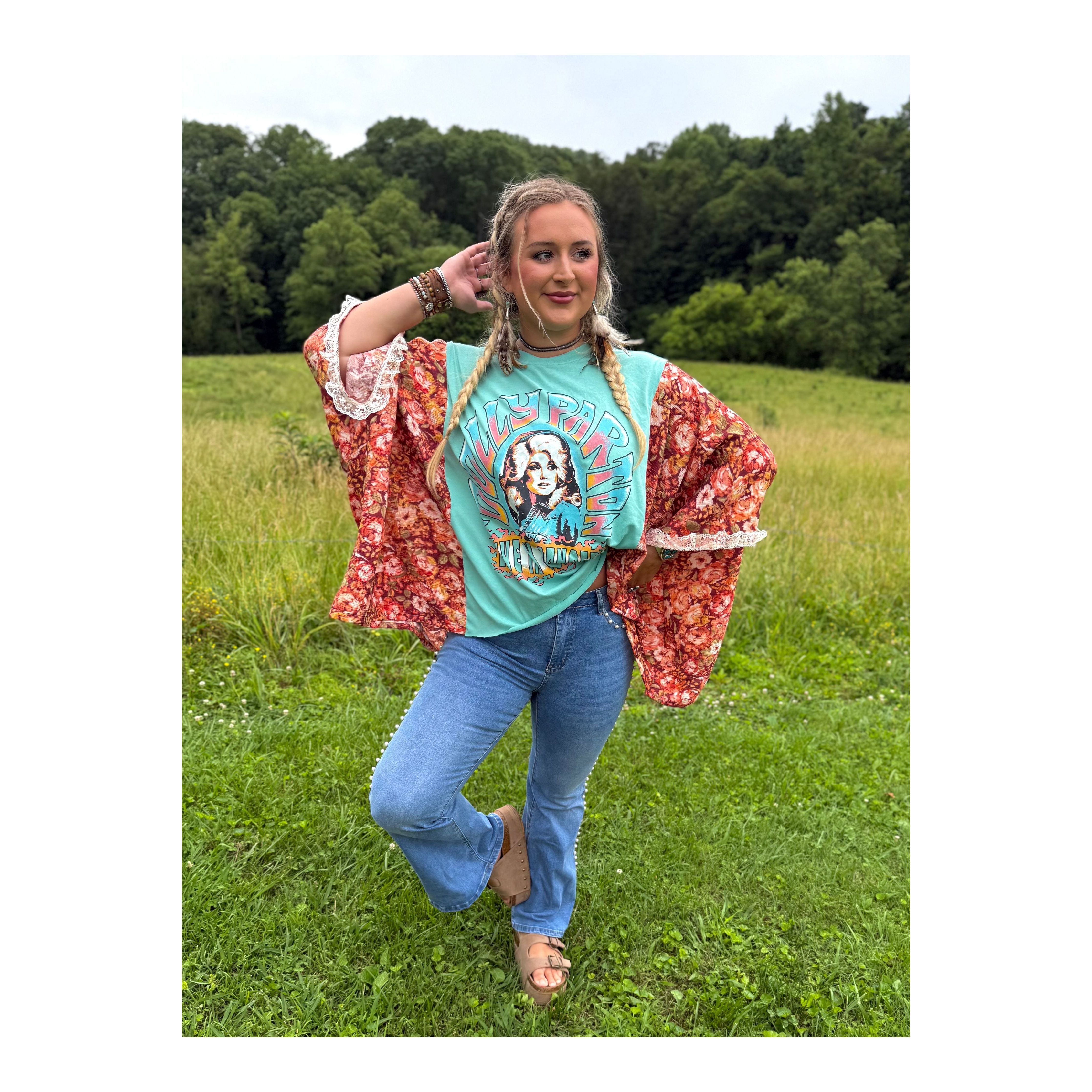 Dolly Upcycled Tee (lace trim)