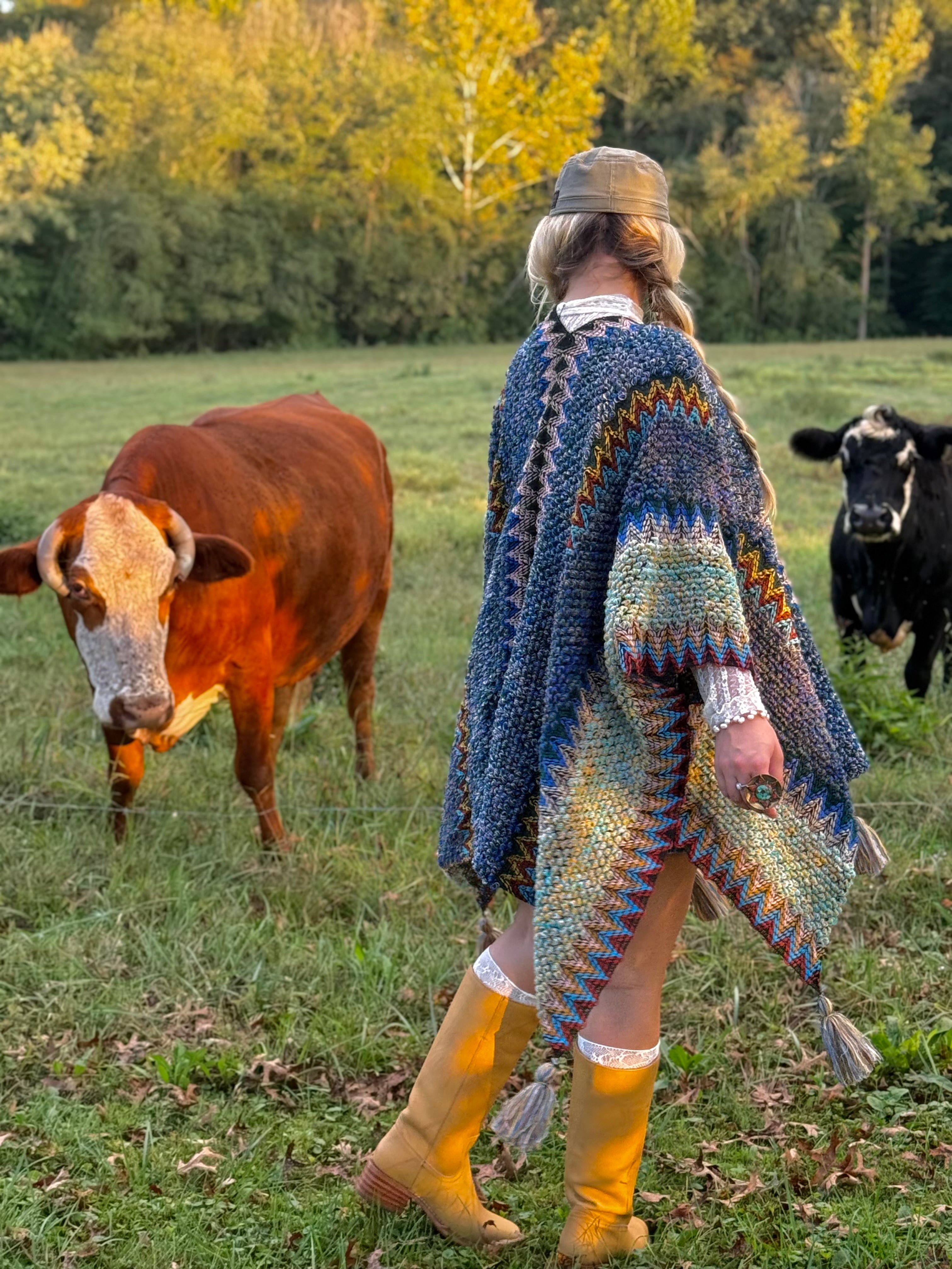Boheme Soul Crochet Kimono in Blue