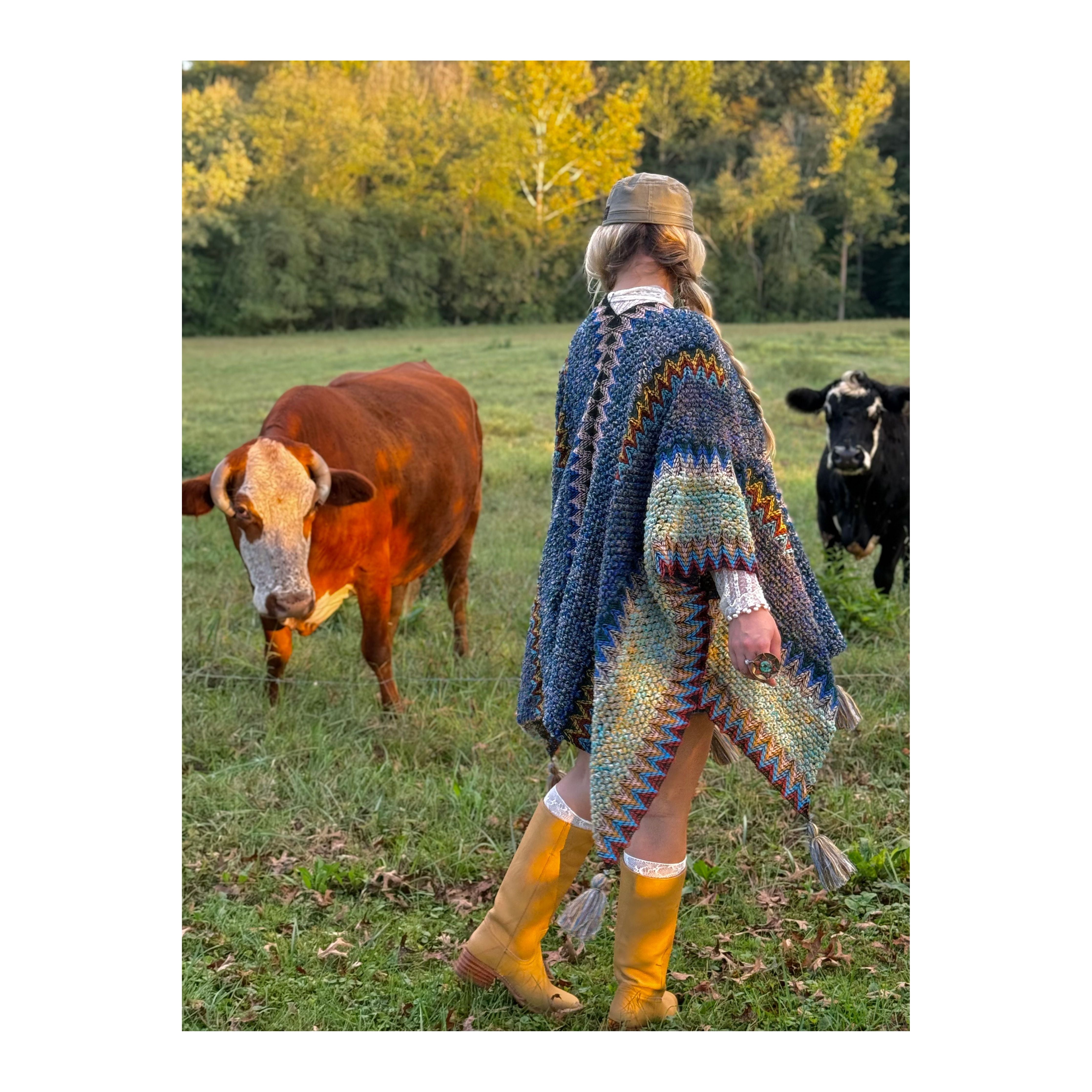 Boheme Soul Crochet Kimono in Blue