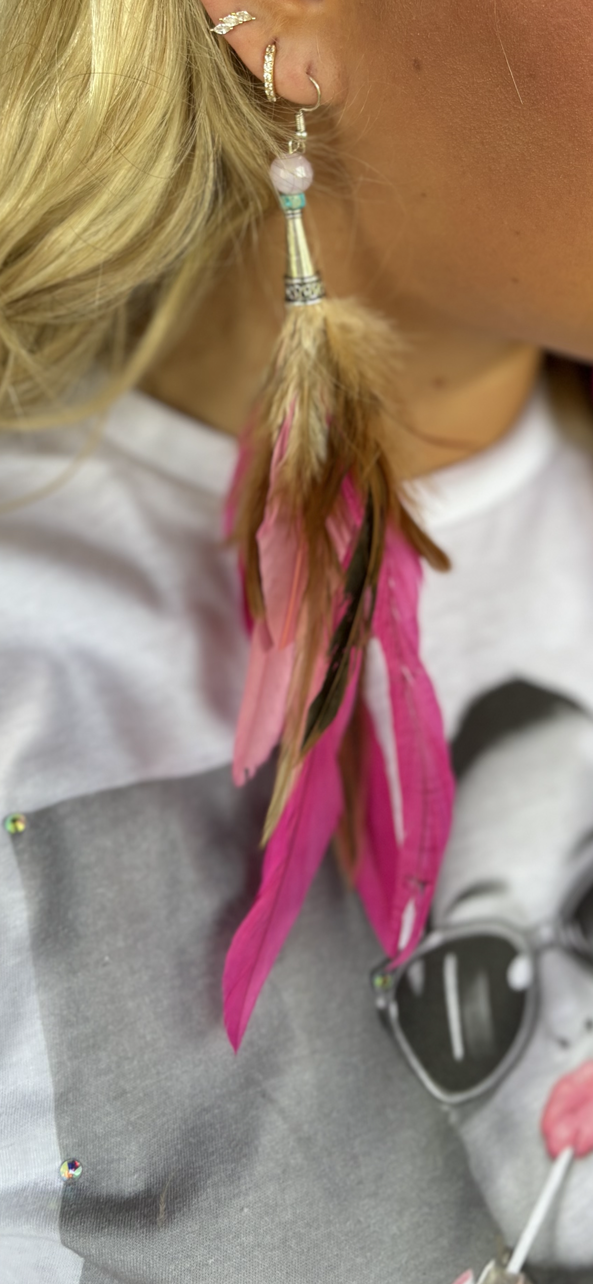 Pink Feather Earrings
