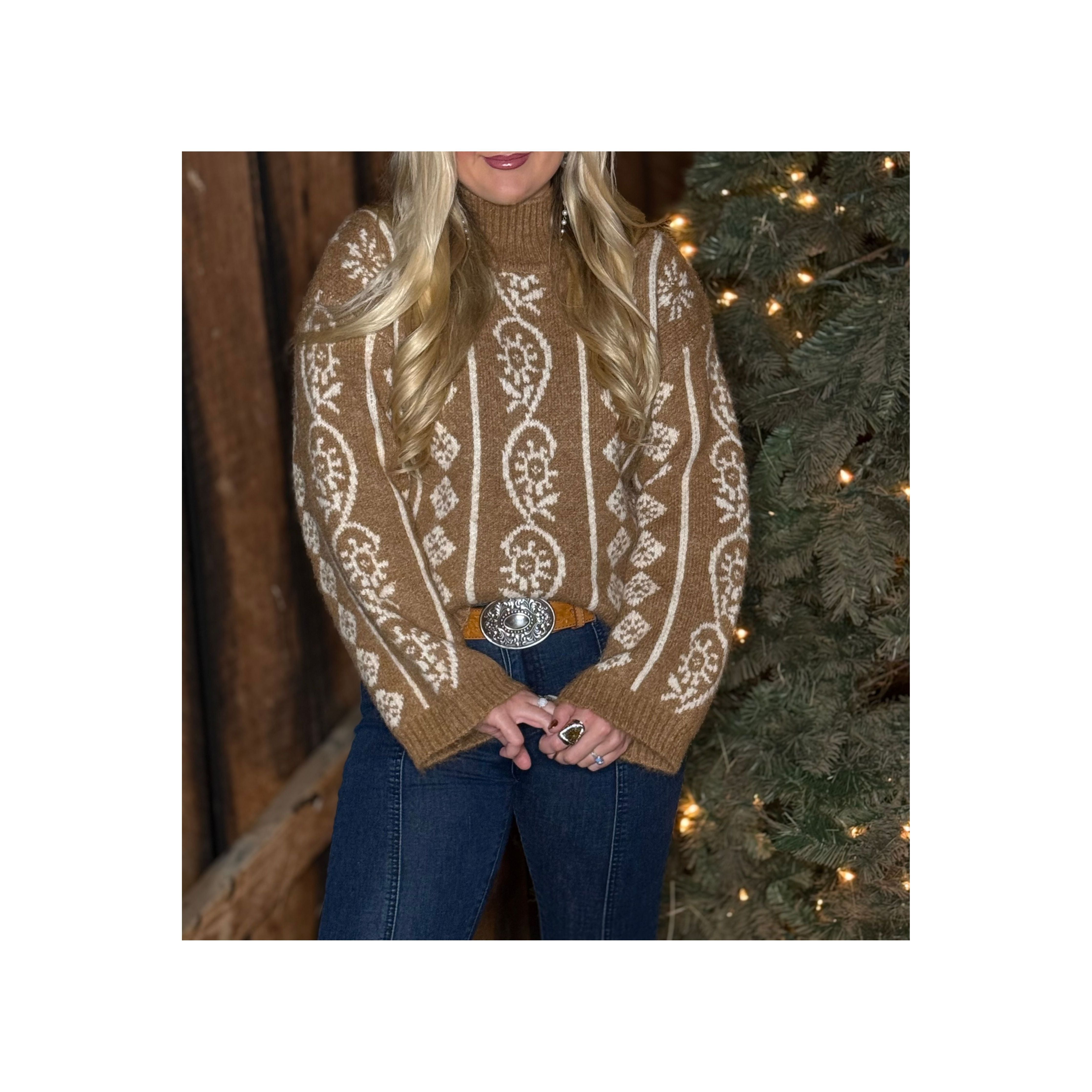 Cozy Mock-Neck Taupe Sweater
