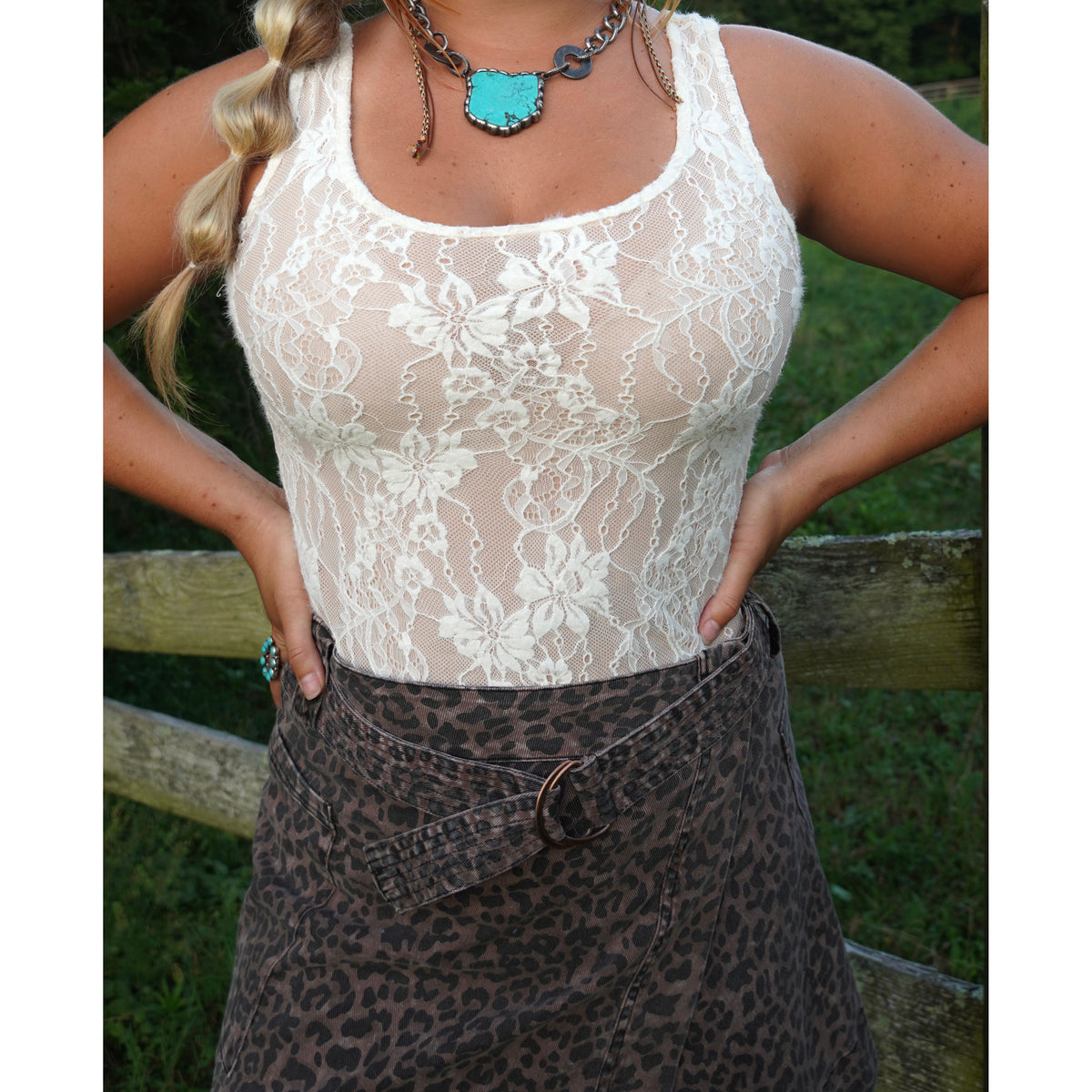 Leopard Belted Overlap Skirt