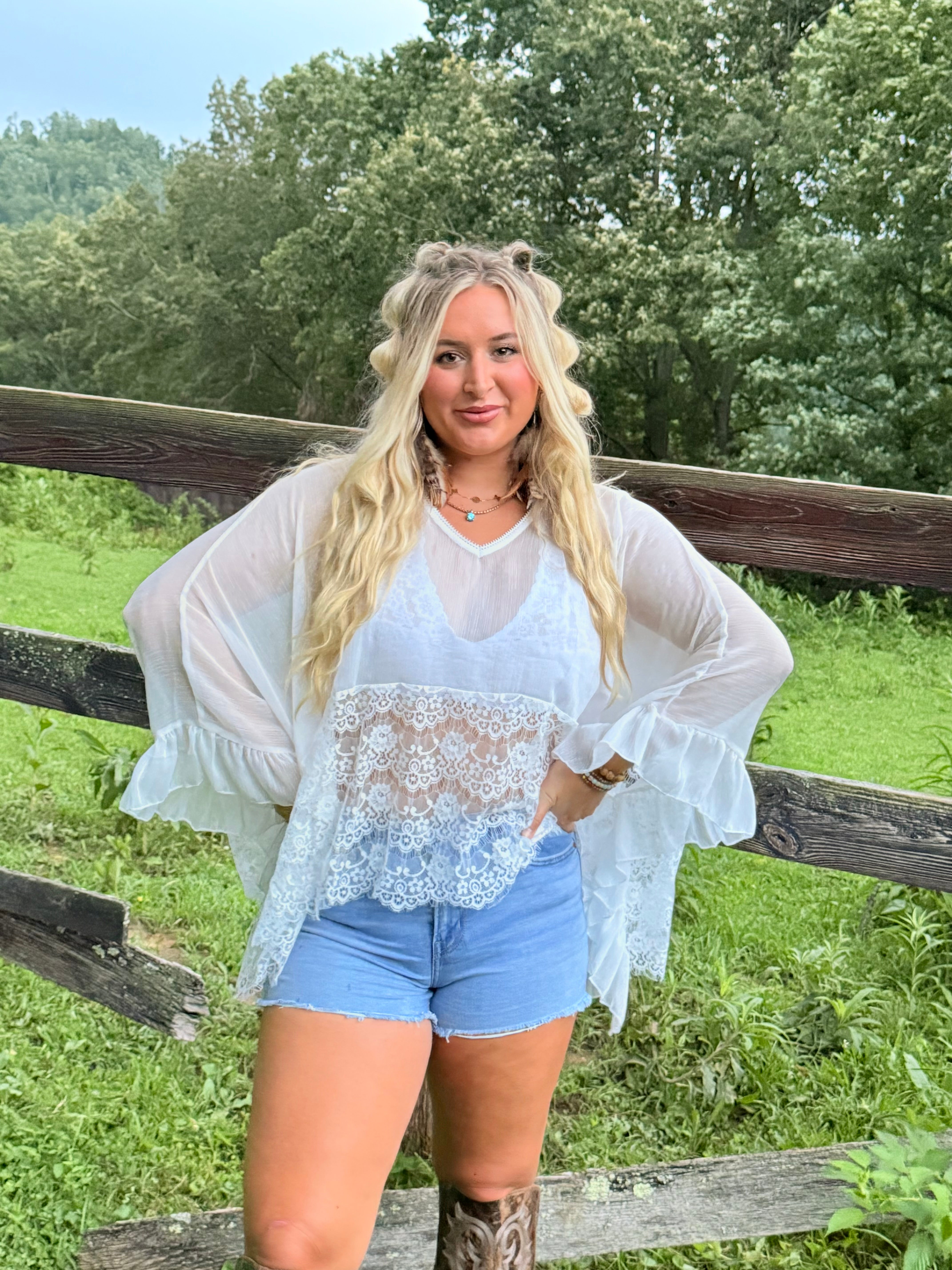 We Are Young White Ruffle Top