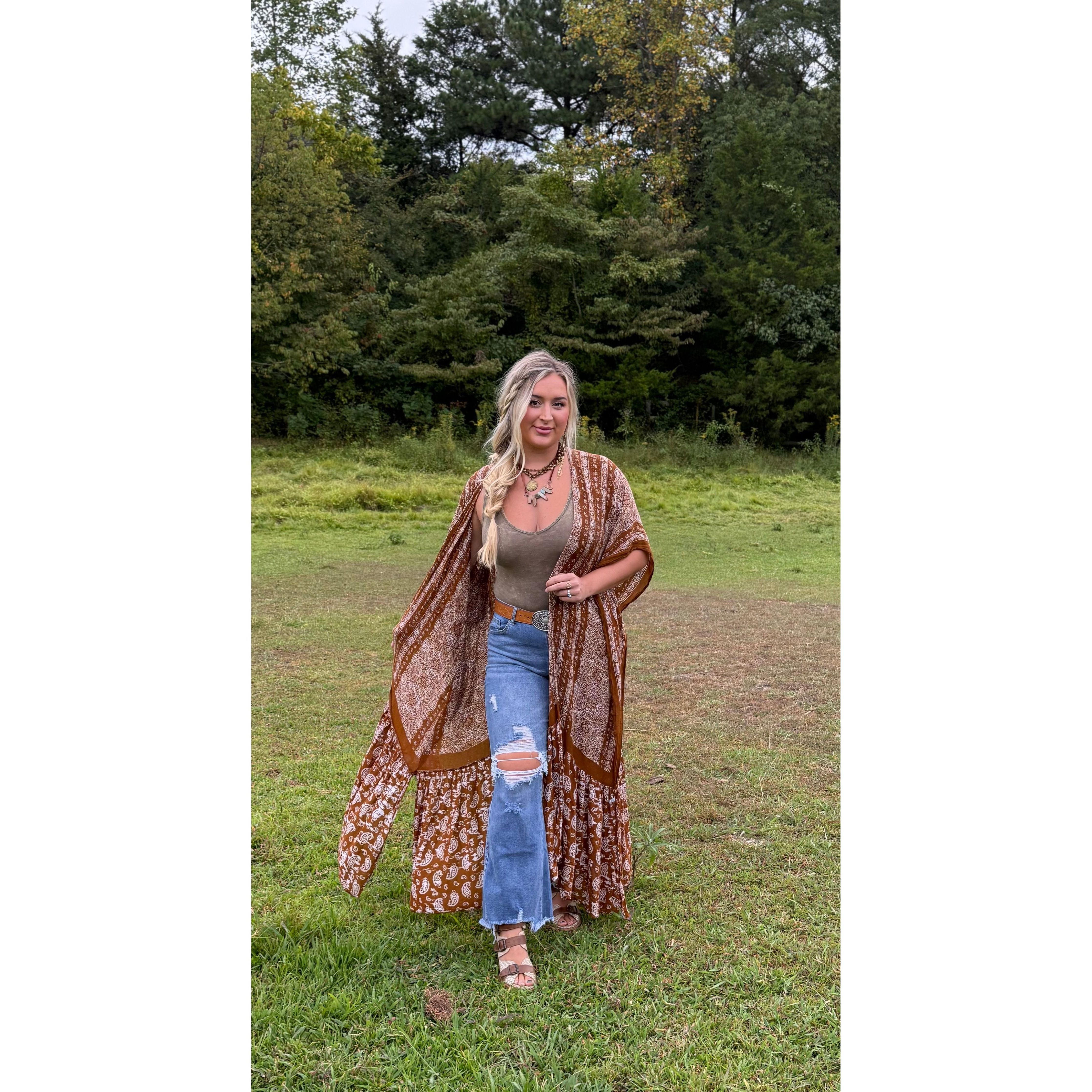 Rustic Spirit Brown Paisley Duster
