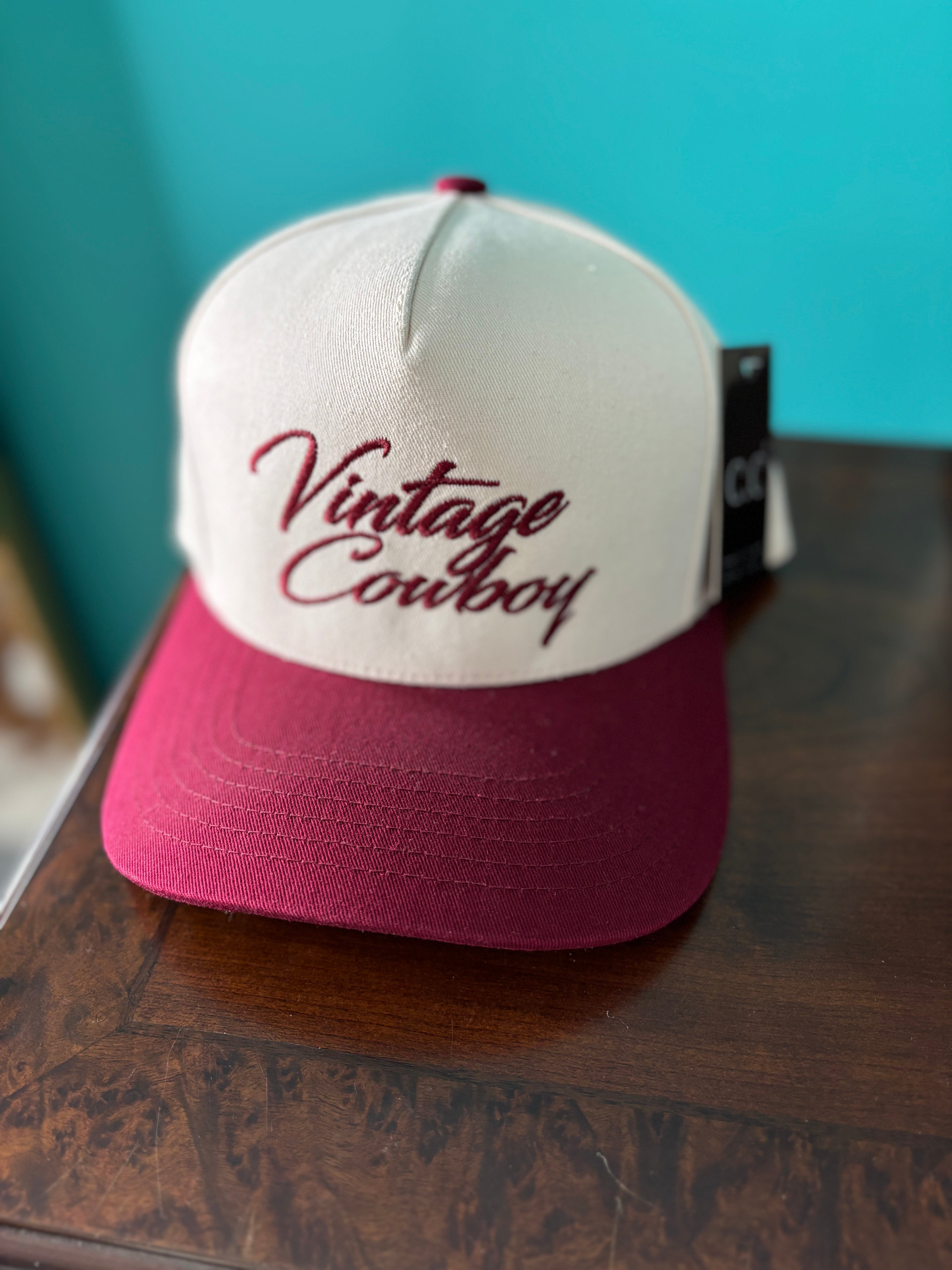 Vintage Cowboy Cap (Burgundy)