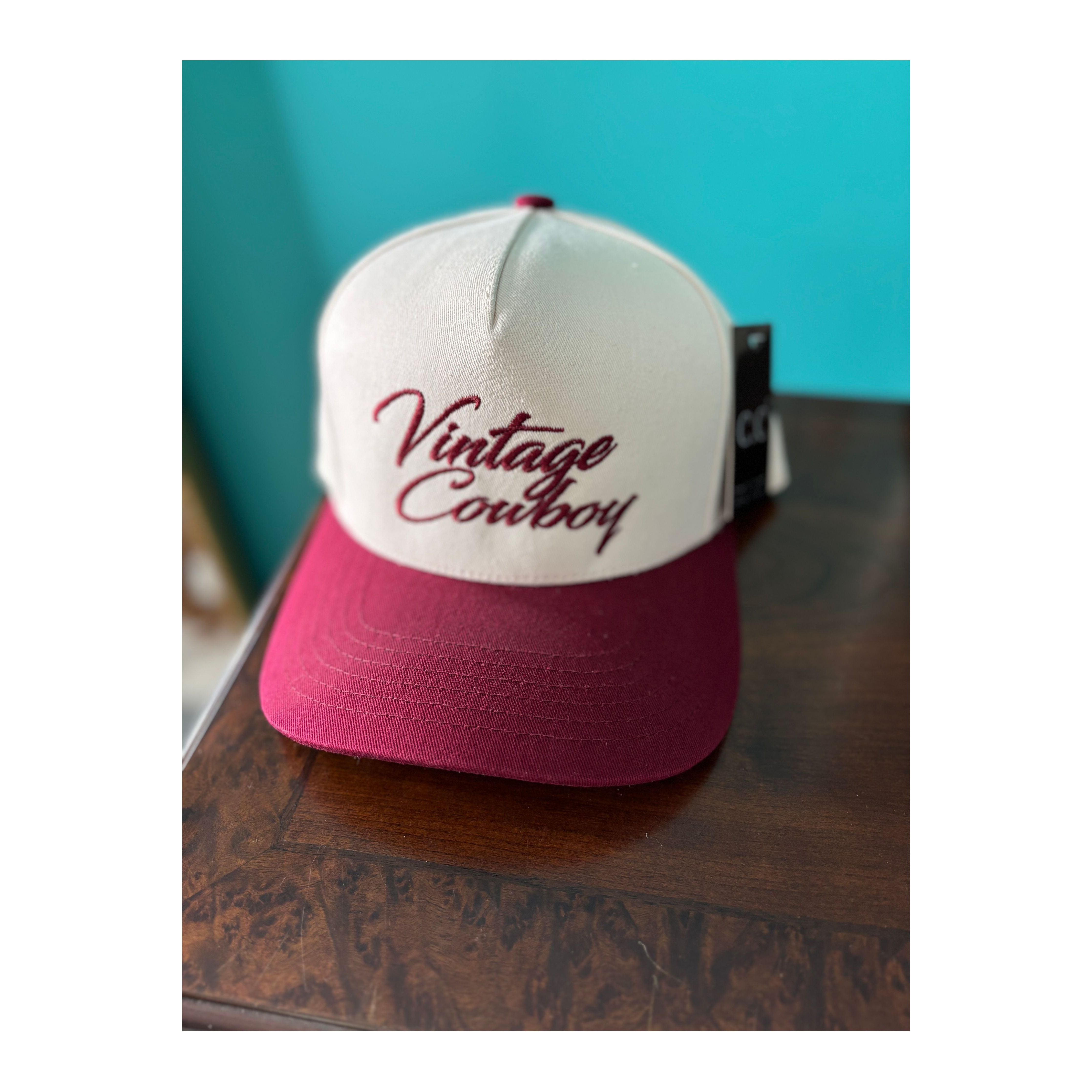 Vintage Cowboy Hat (Burgundy)