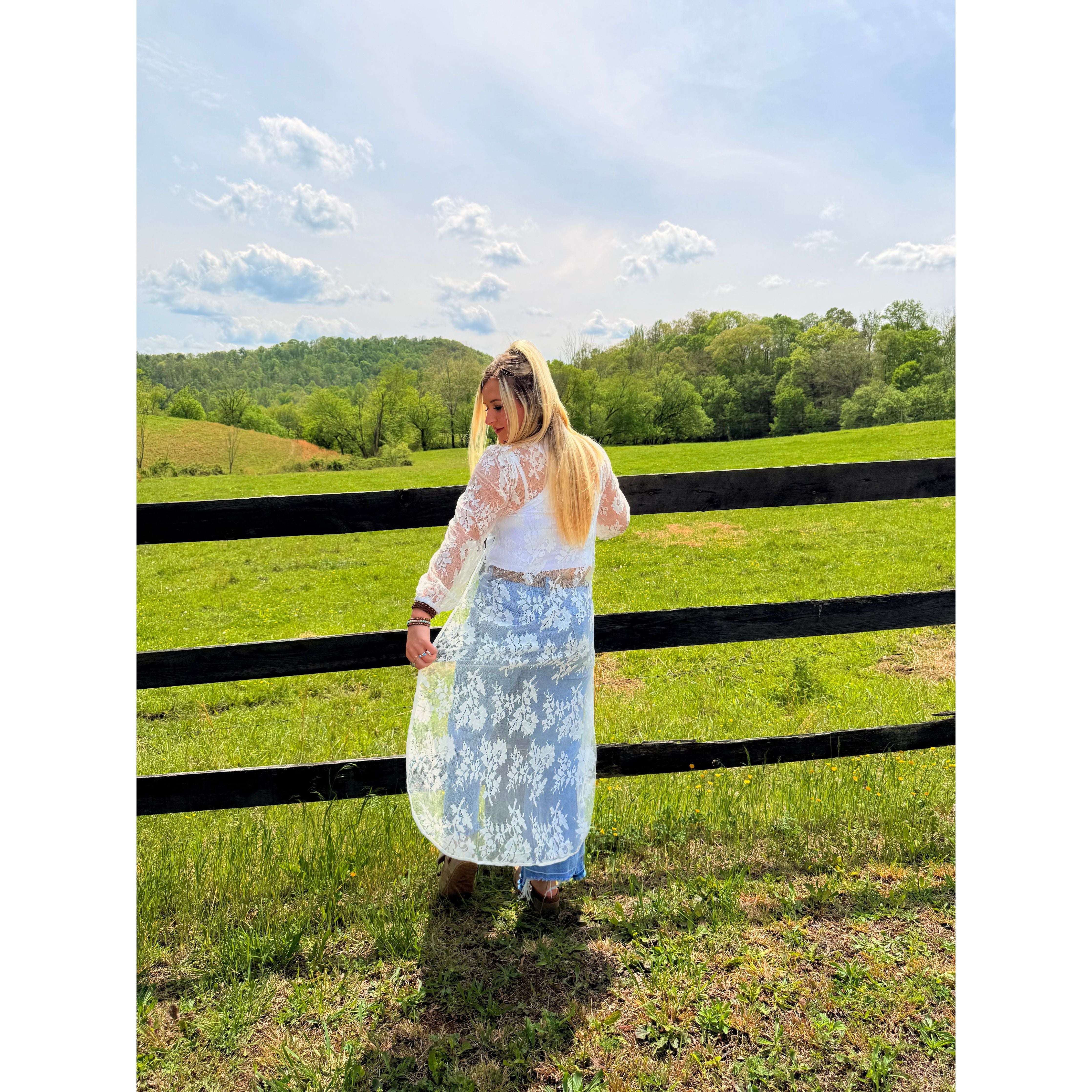 White Lace High Low Top