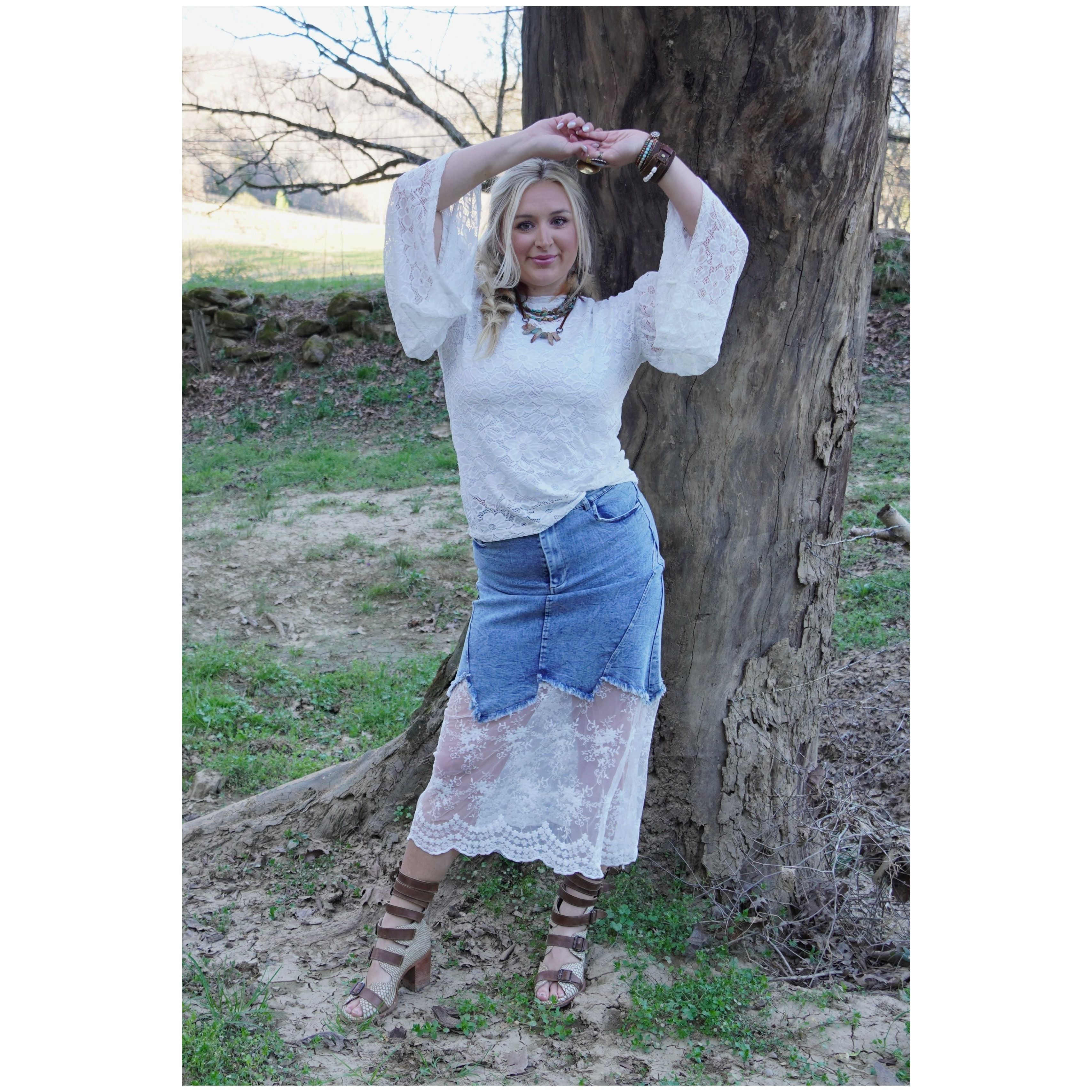 Denim Lace Skirt