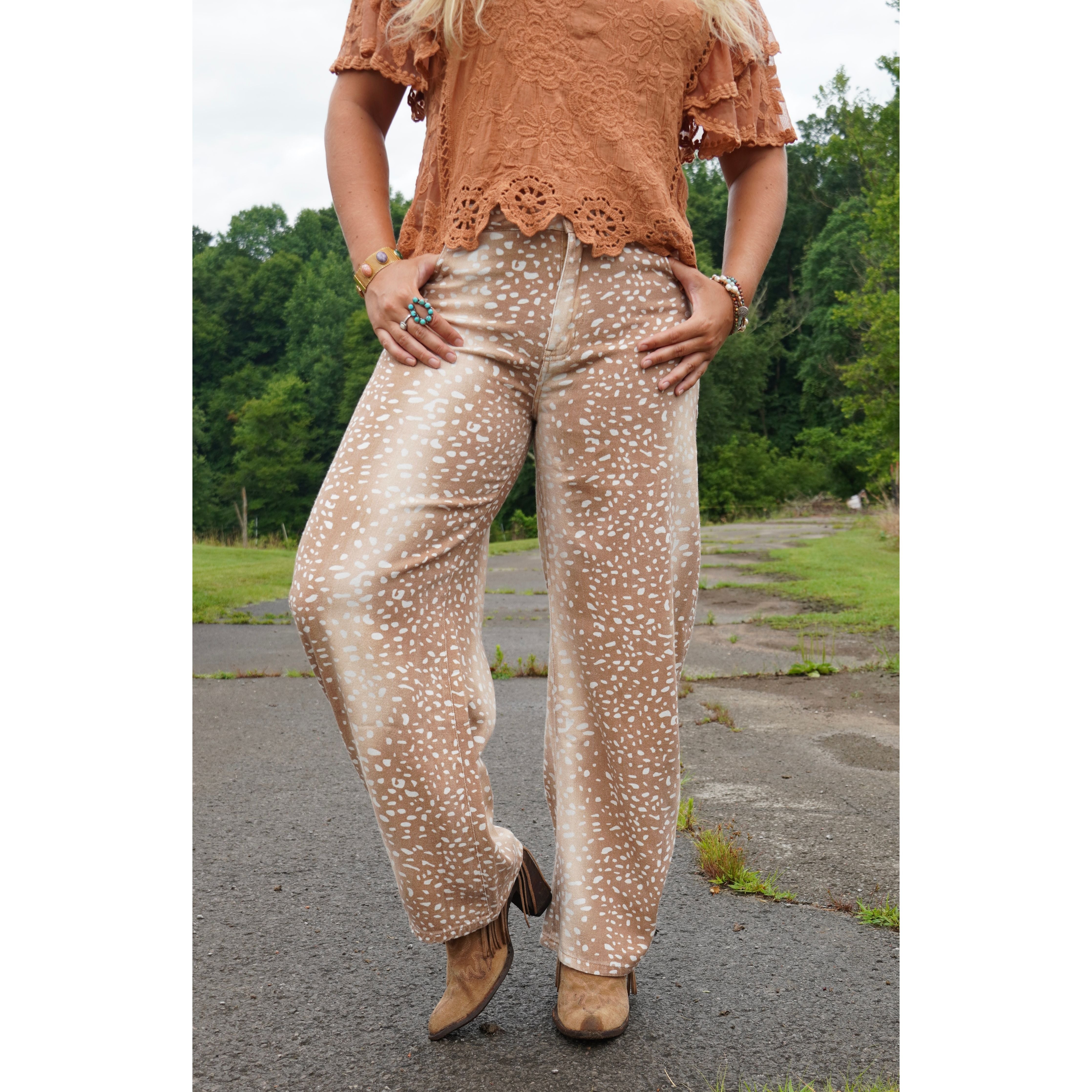 Bambi Print Wide Leg Pants