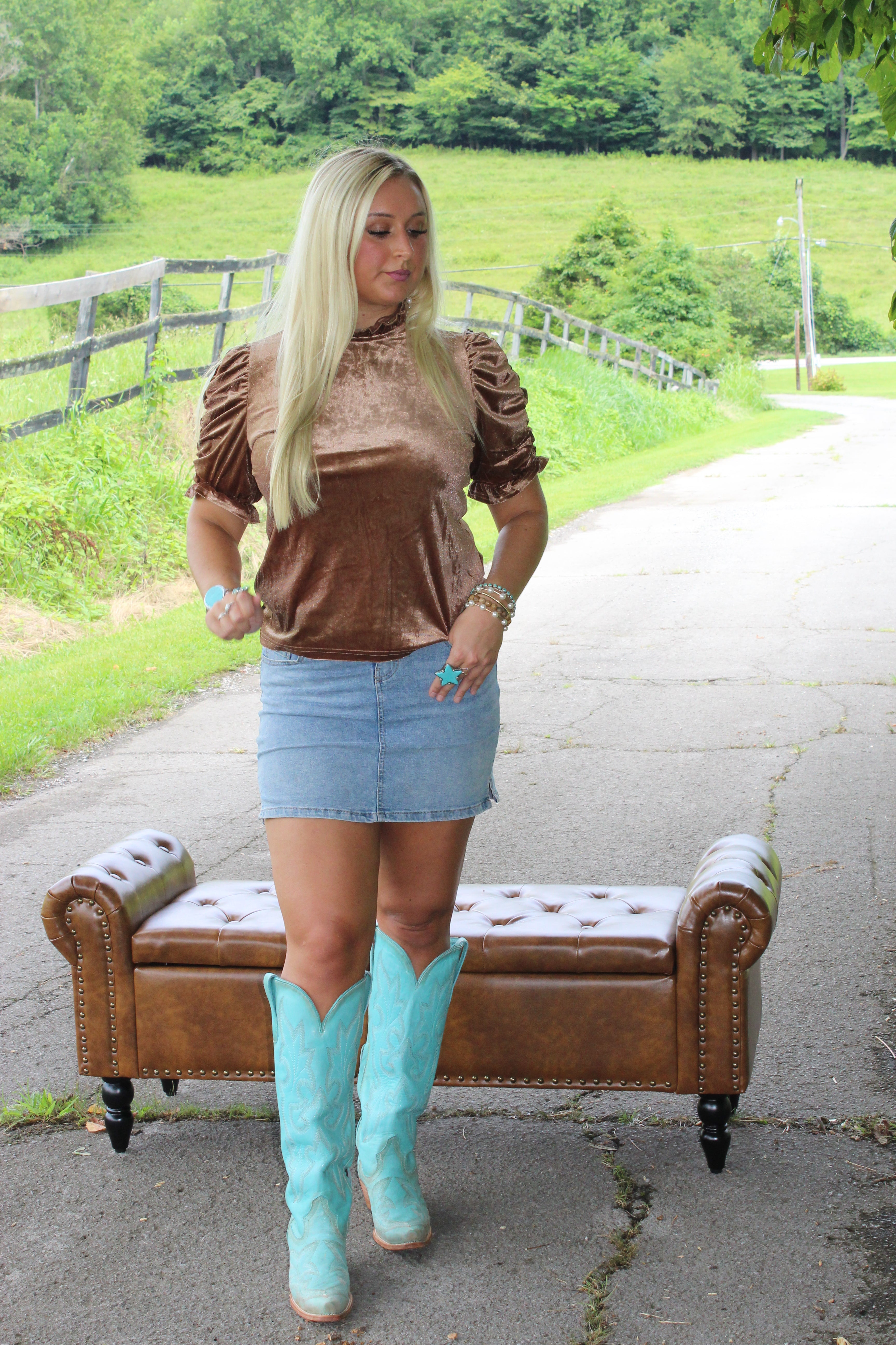 Chocolate Velvet Ruched Top