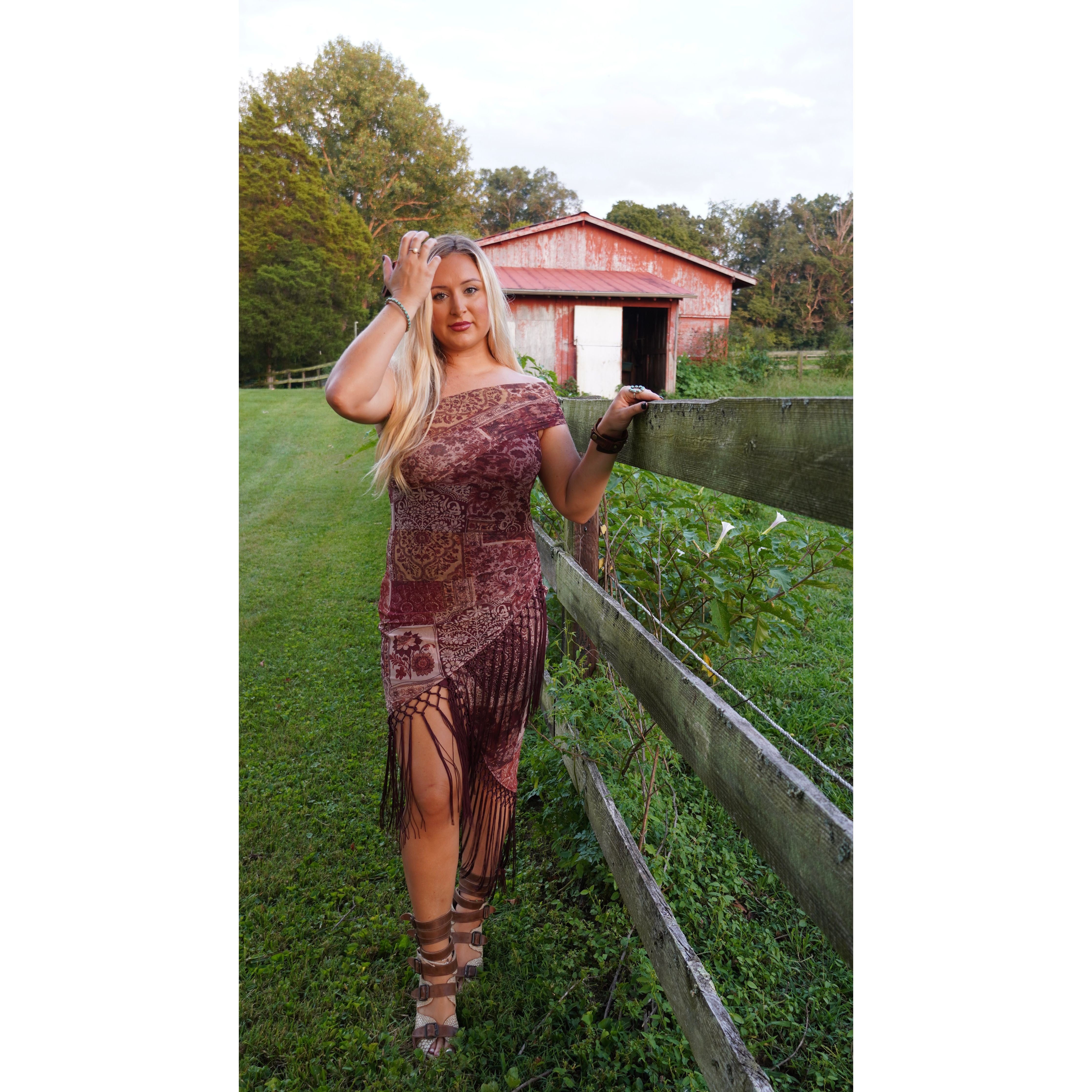 Bohemian Patchwork Fringe Dress