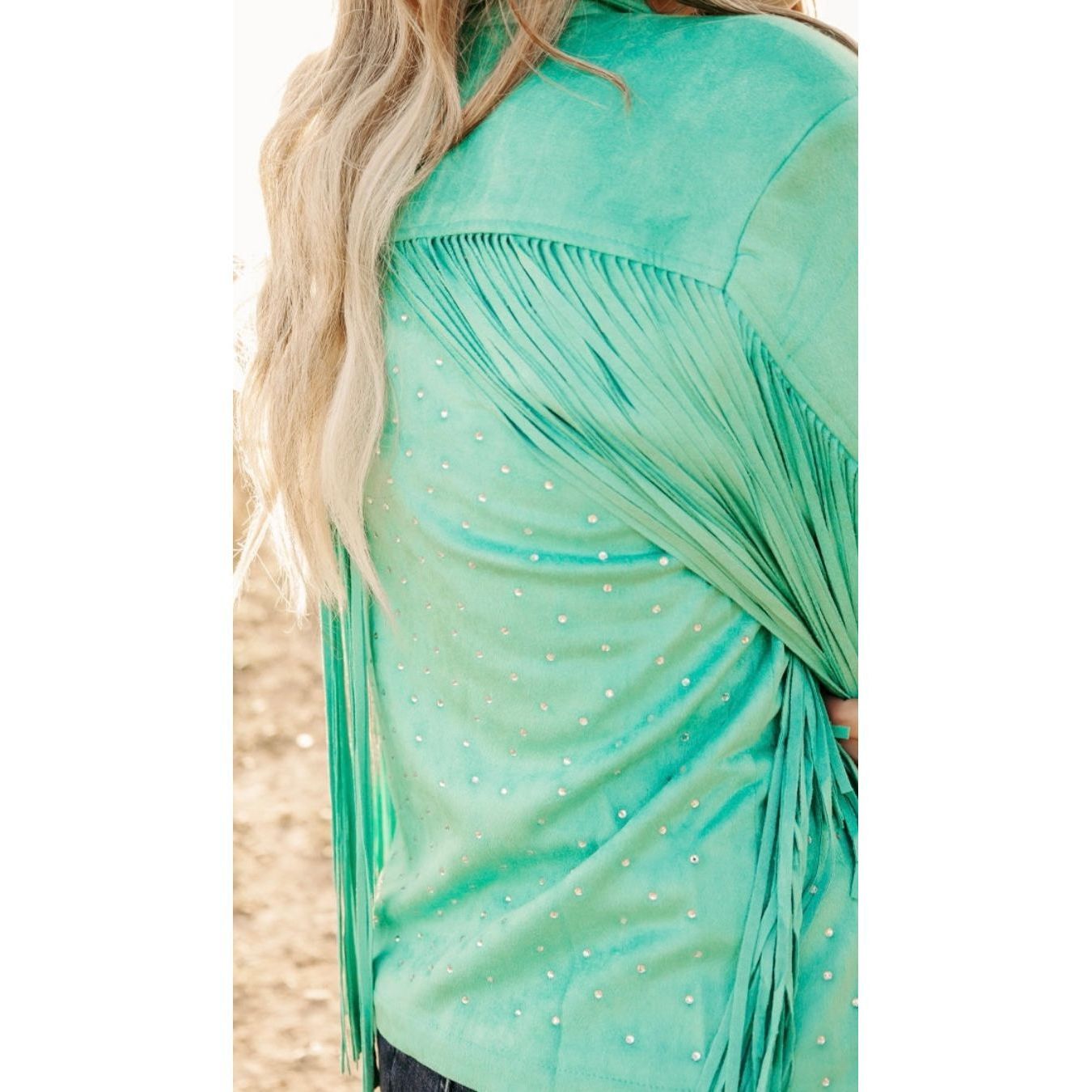 Shimmer Shine Turquoise Fringe Jacket