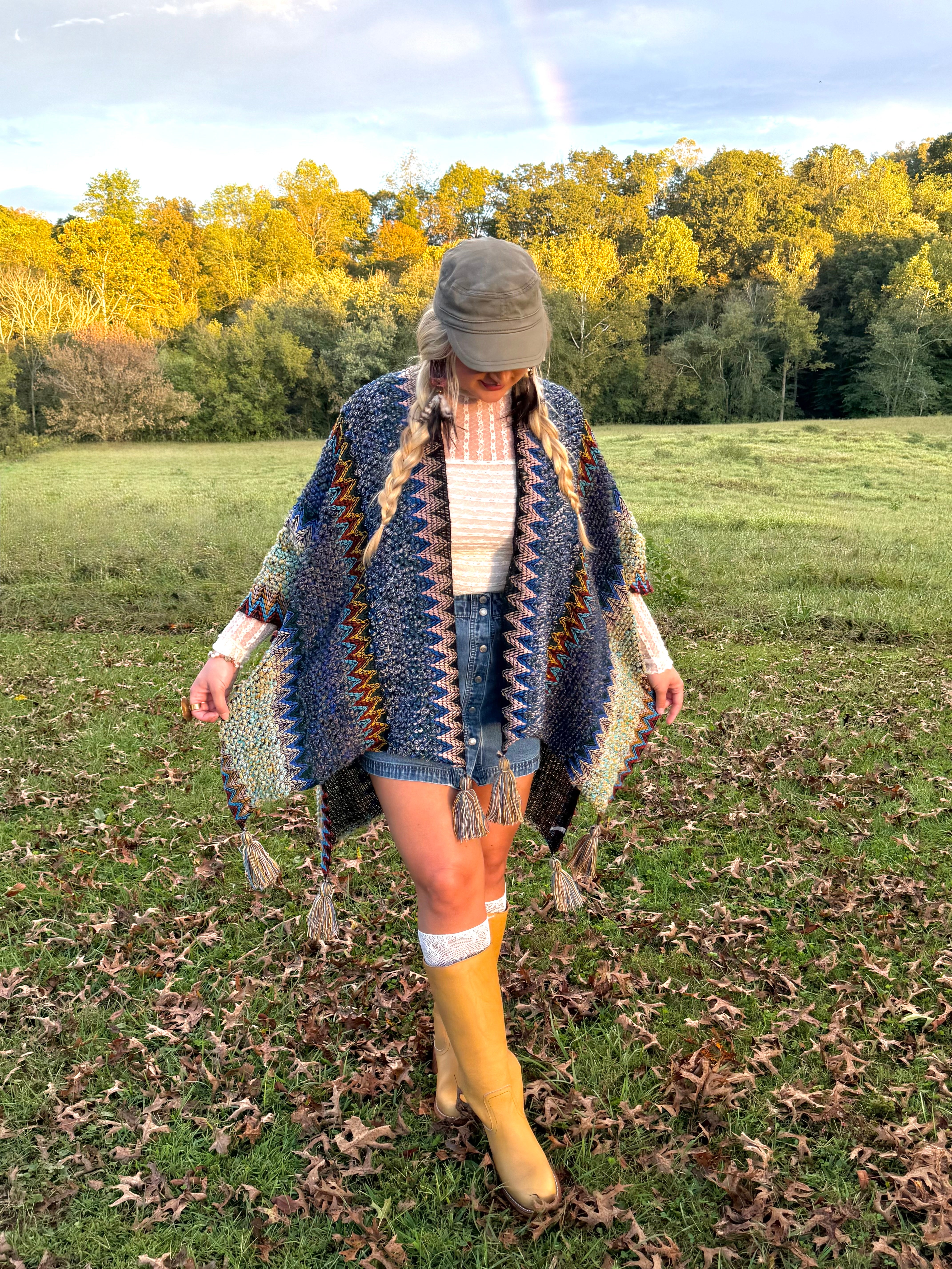 Boheme Soul Crochet Kimono in Blue