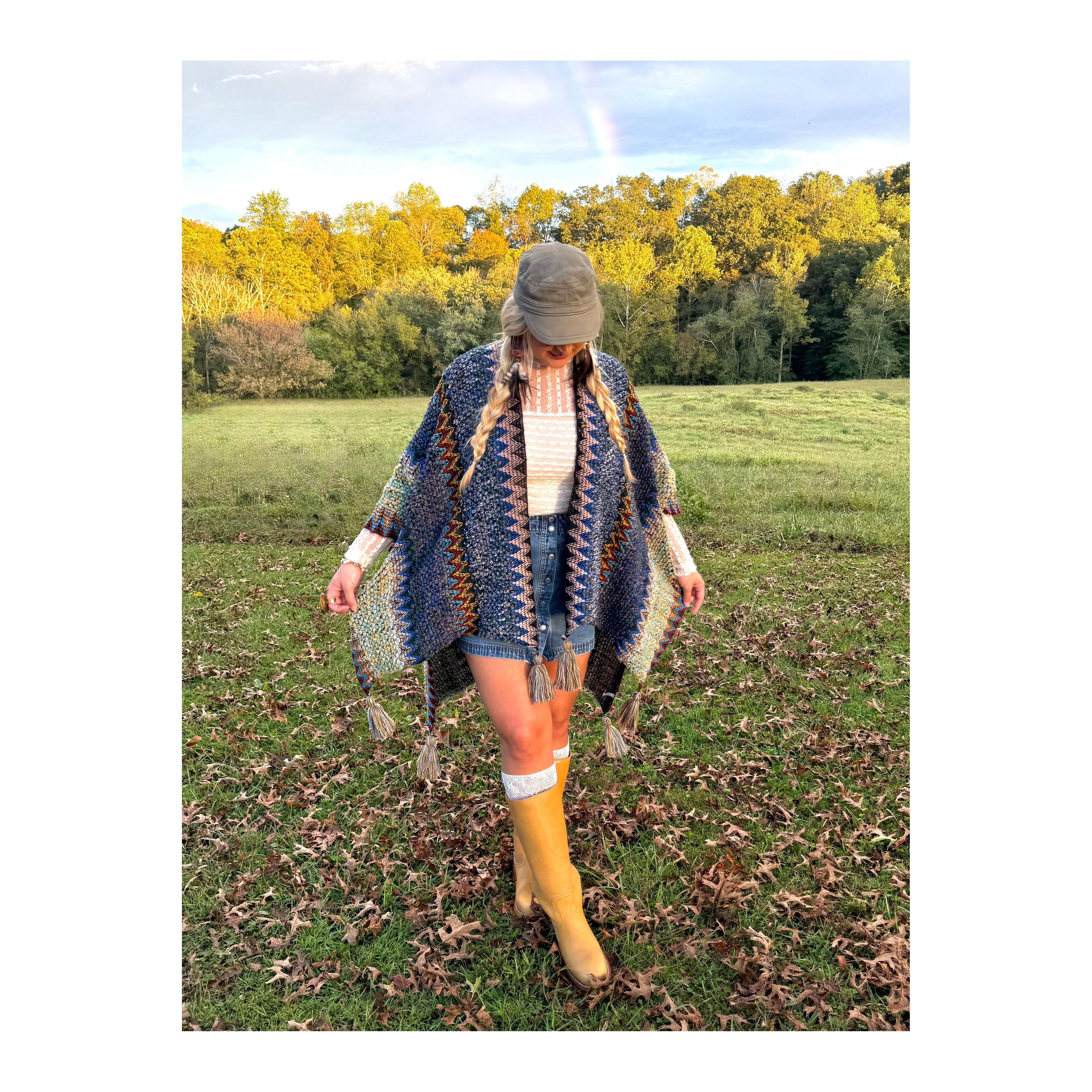 Boheme Soul Crochet Kimono in Blue