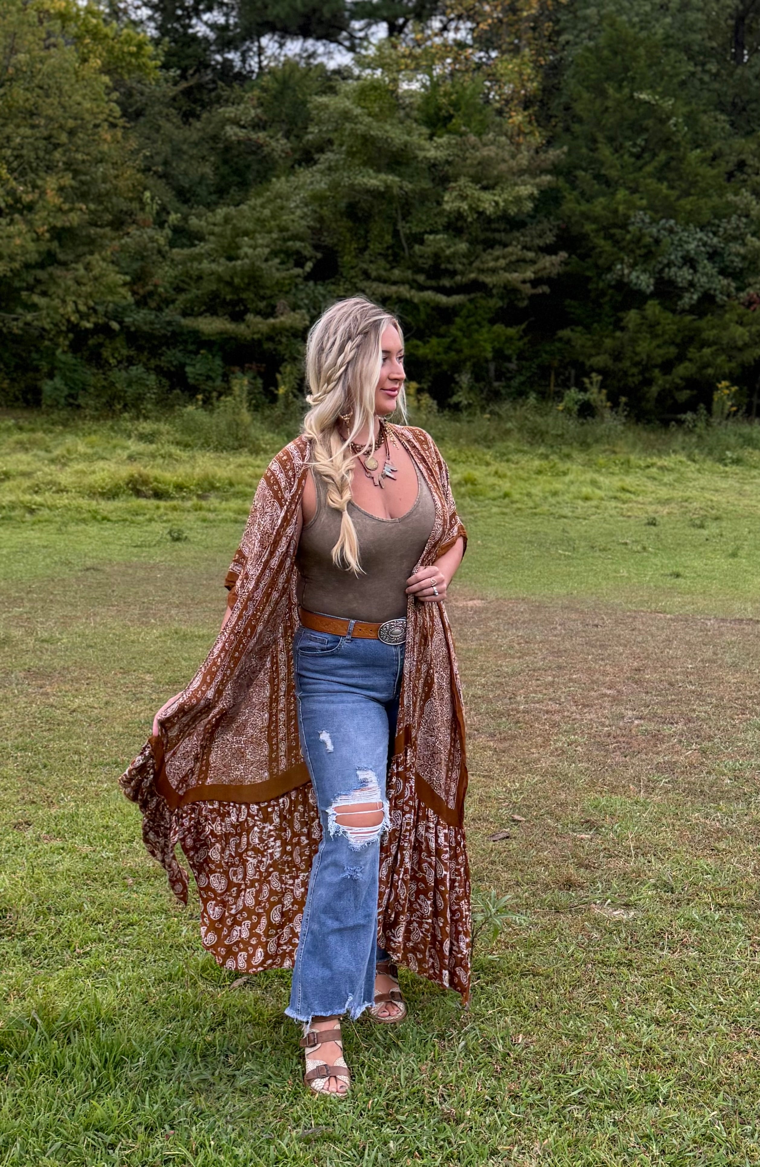 Rustic Spirit Brown Paisley Duster