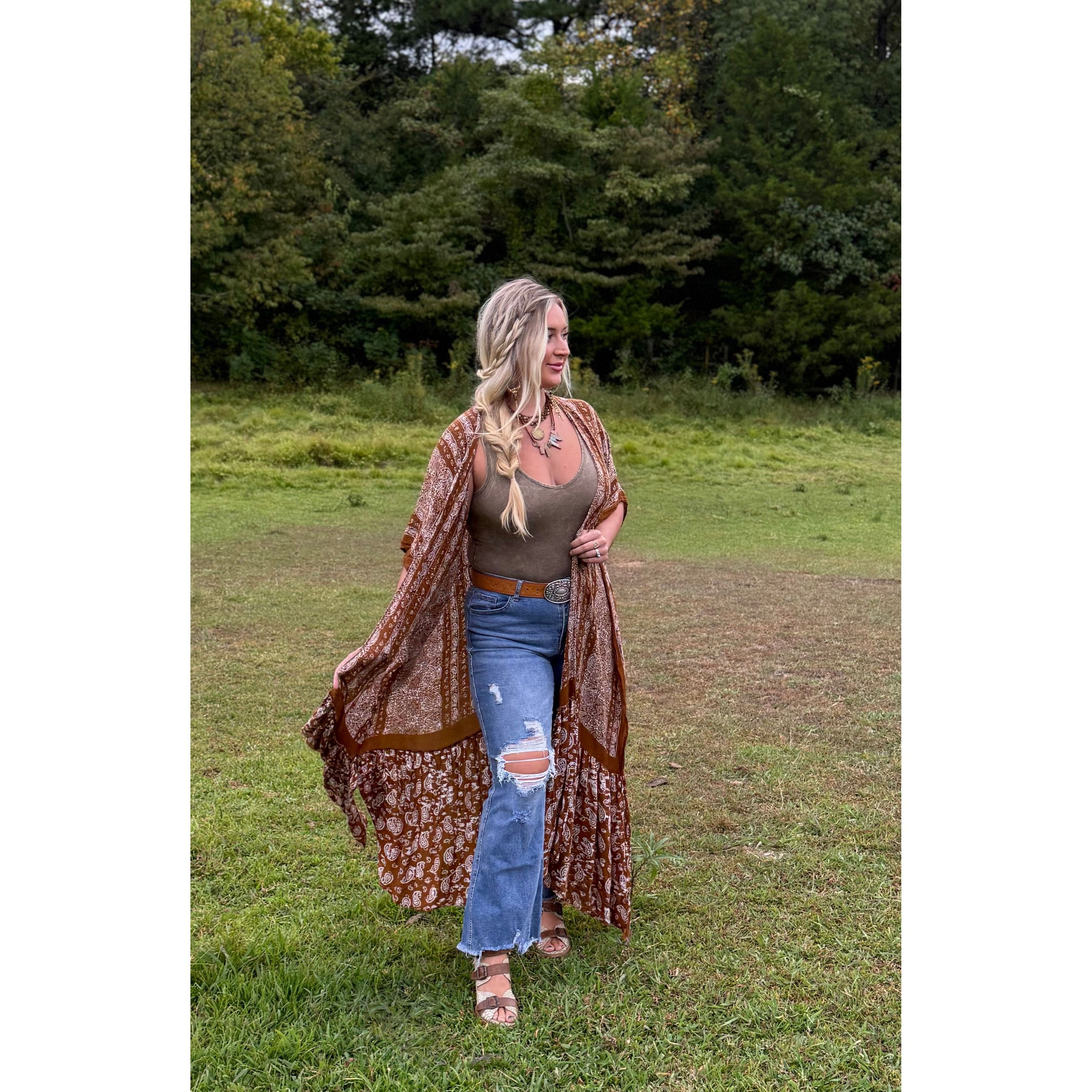 Rustic Spirit Brown Paisley Duster