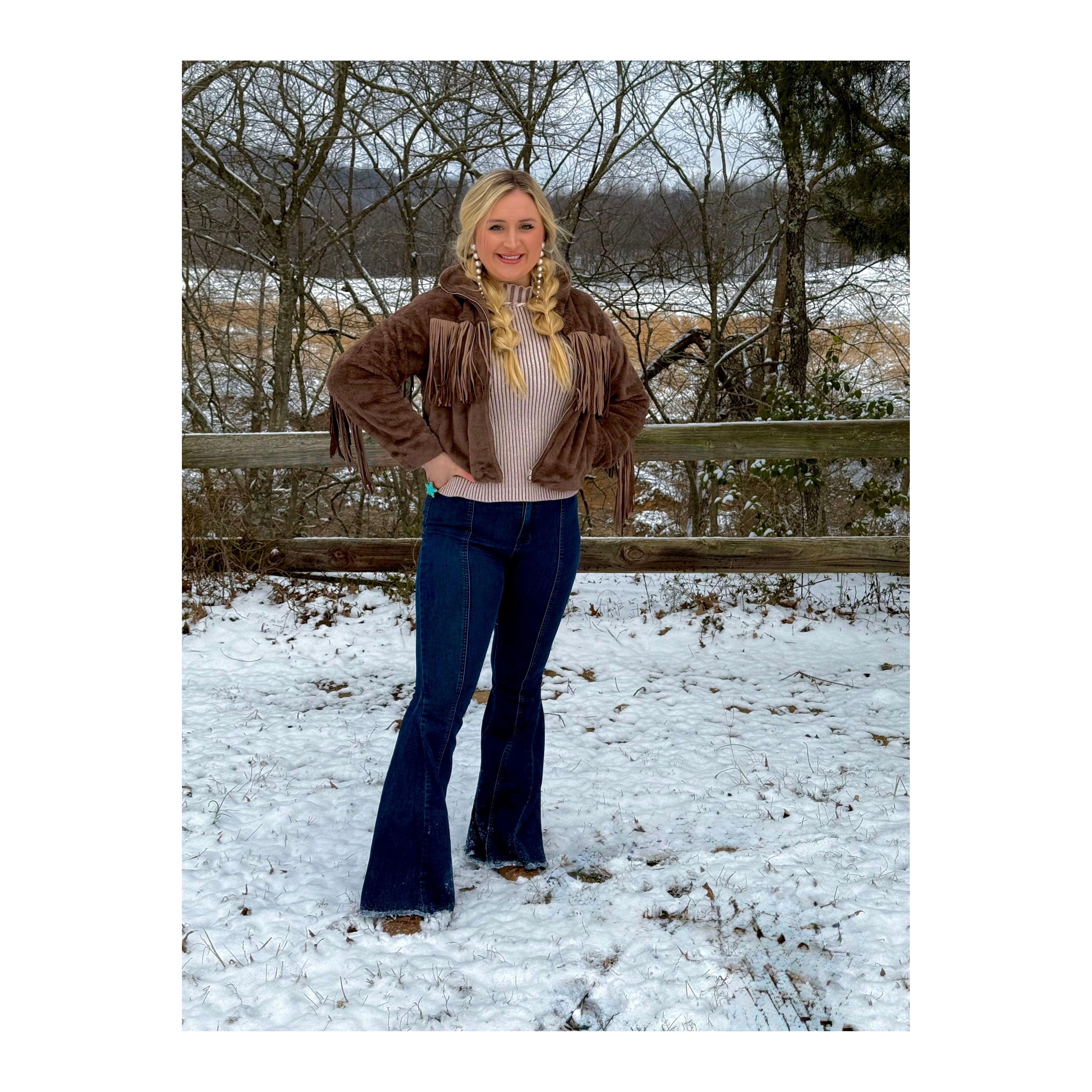 Brown Soft Fringe Jacket