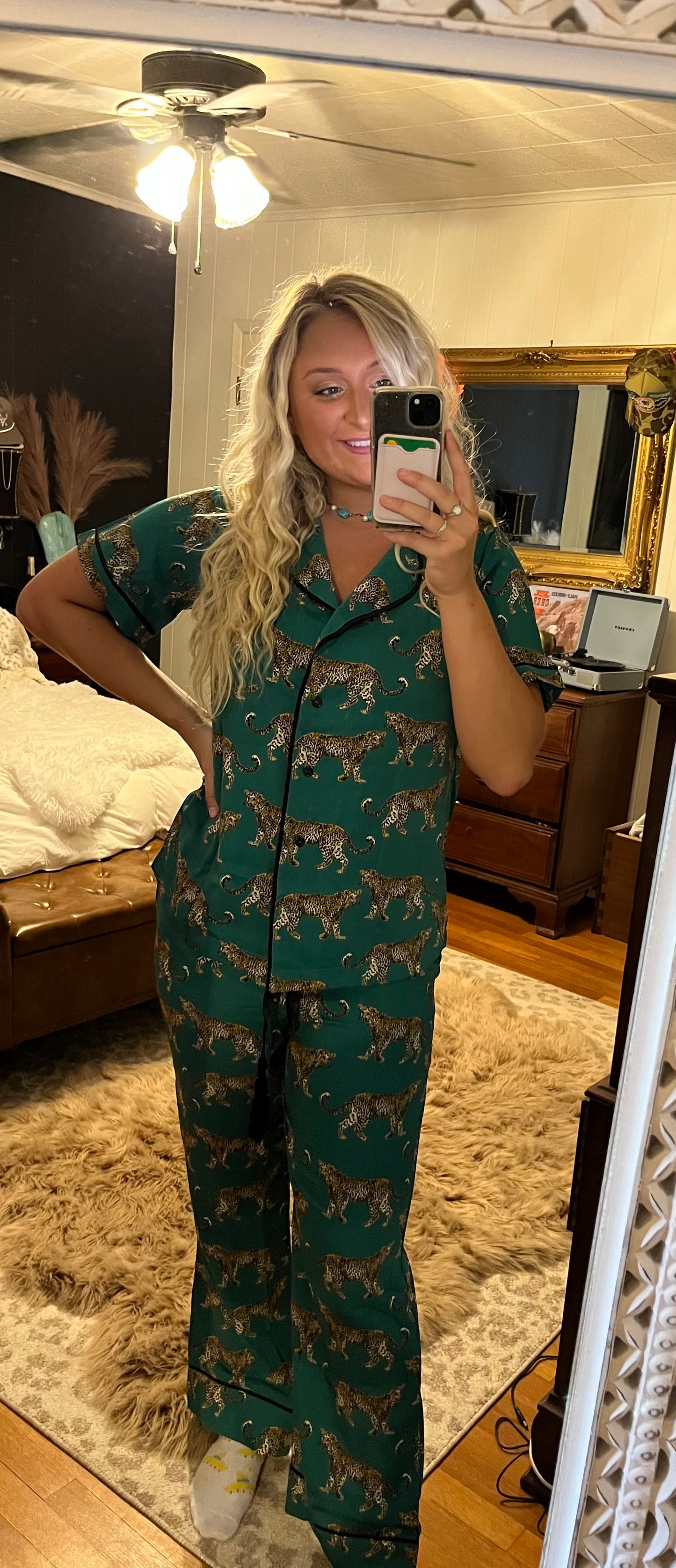 Green Cheetah Pajama Set