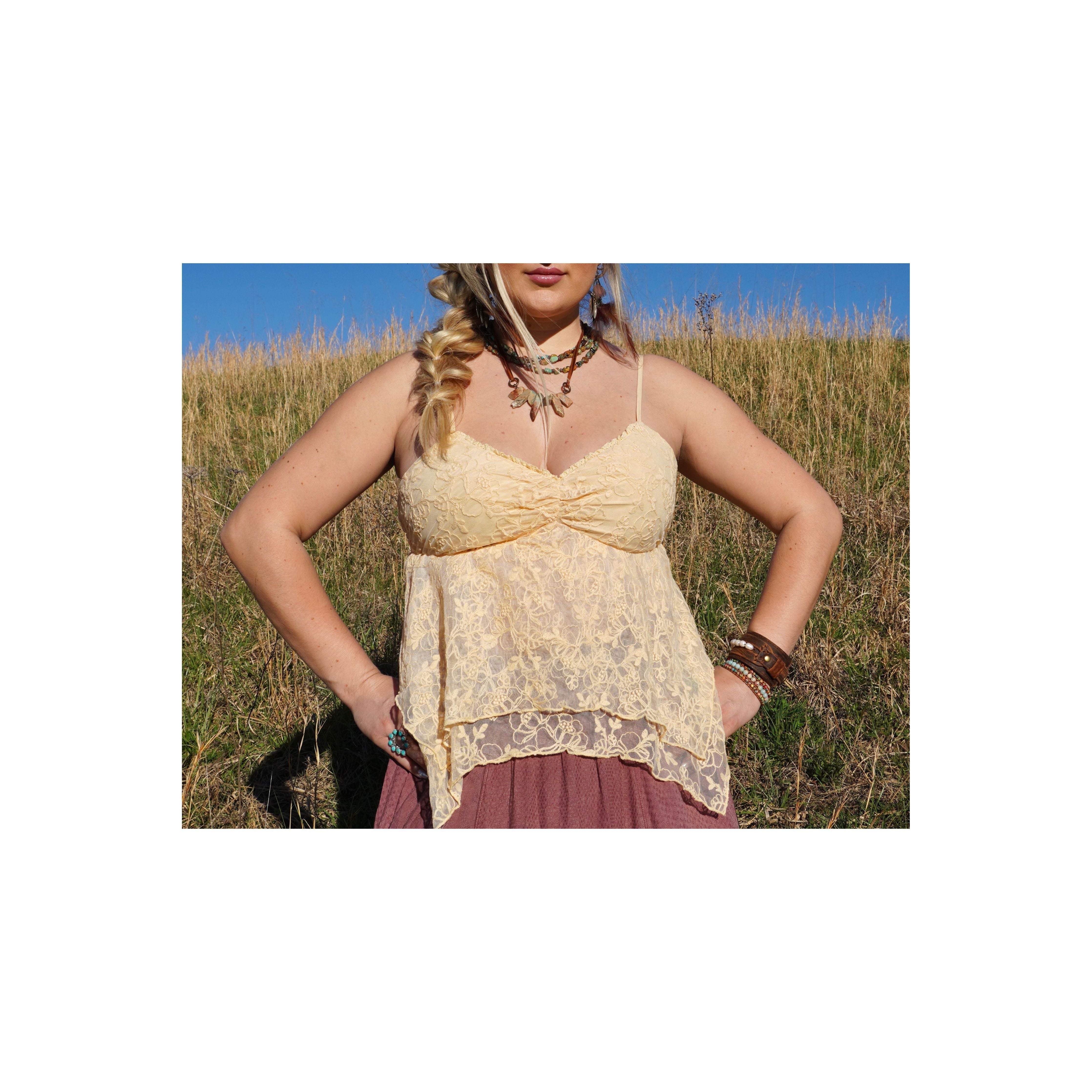 Yellow Lace Cami Top