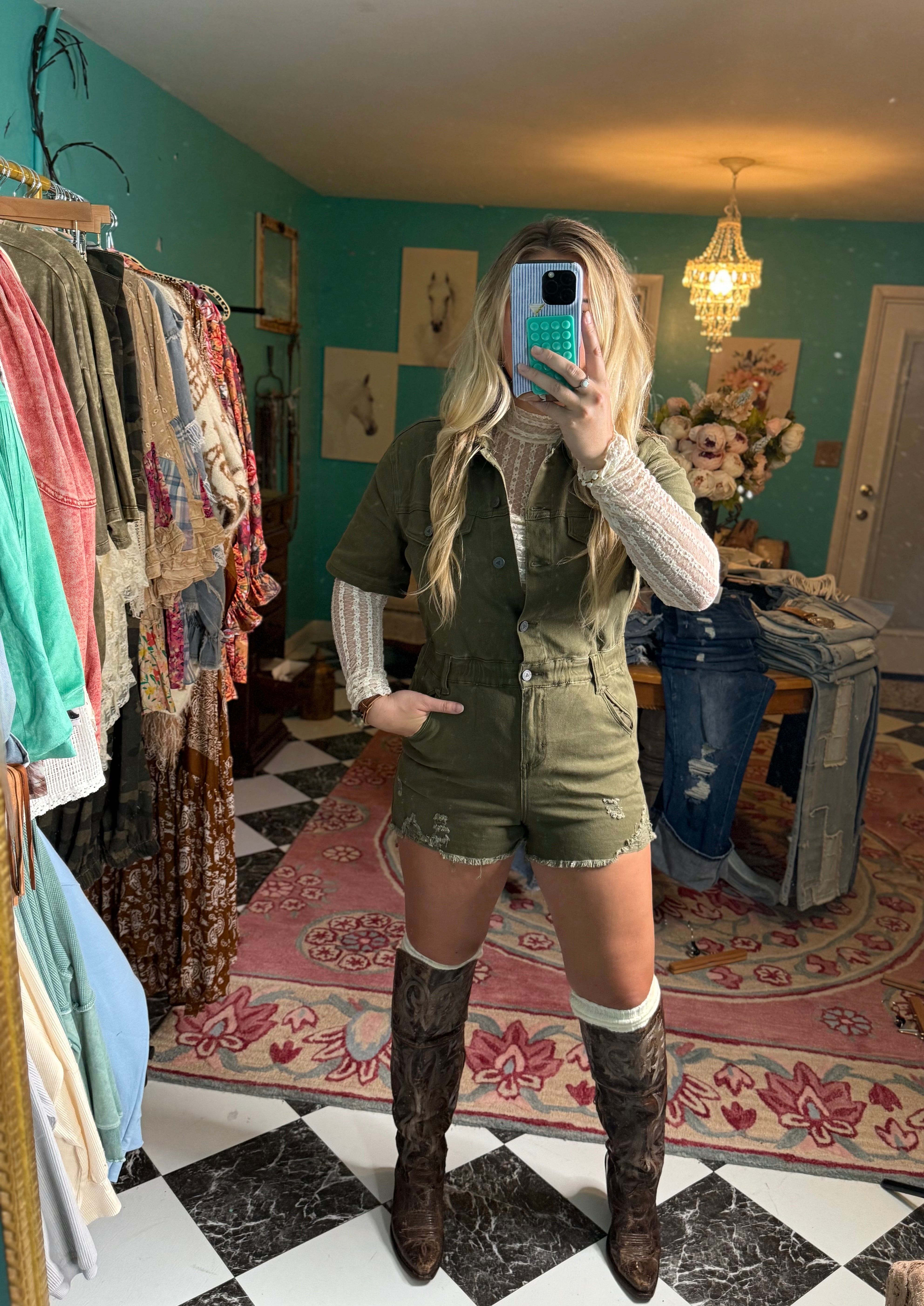 Combat Ready Army Green Romper