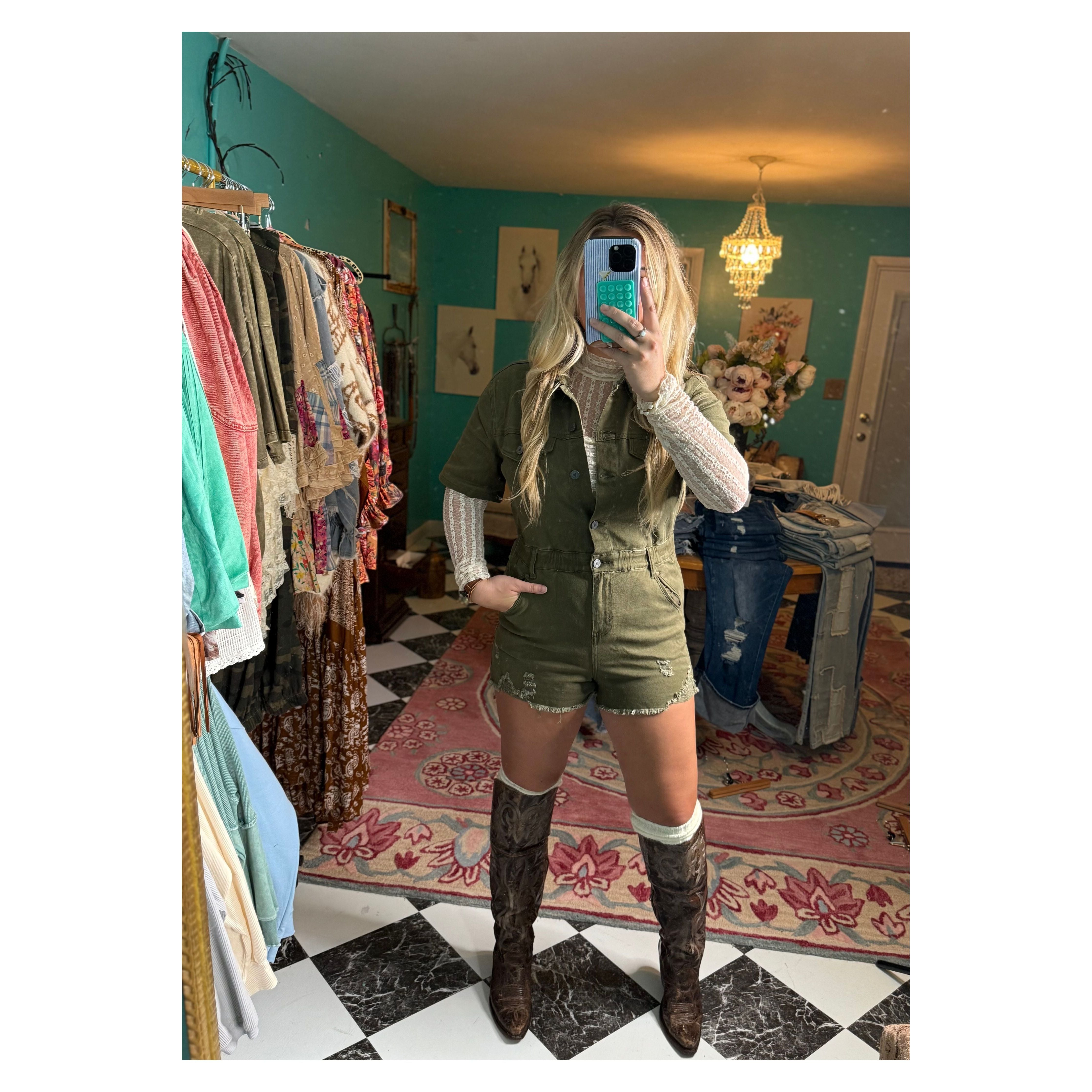 Combat Ready Army Green Romper