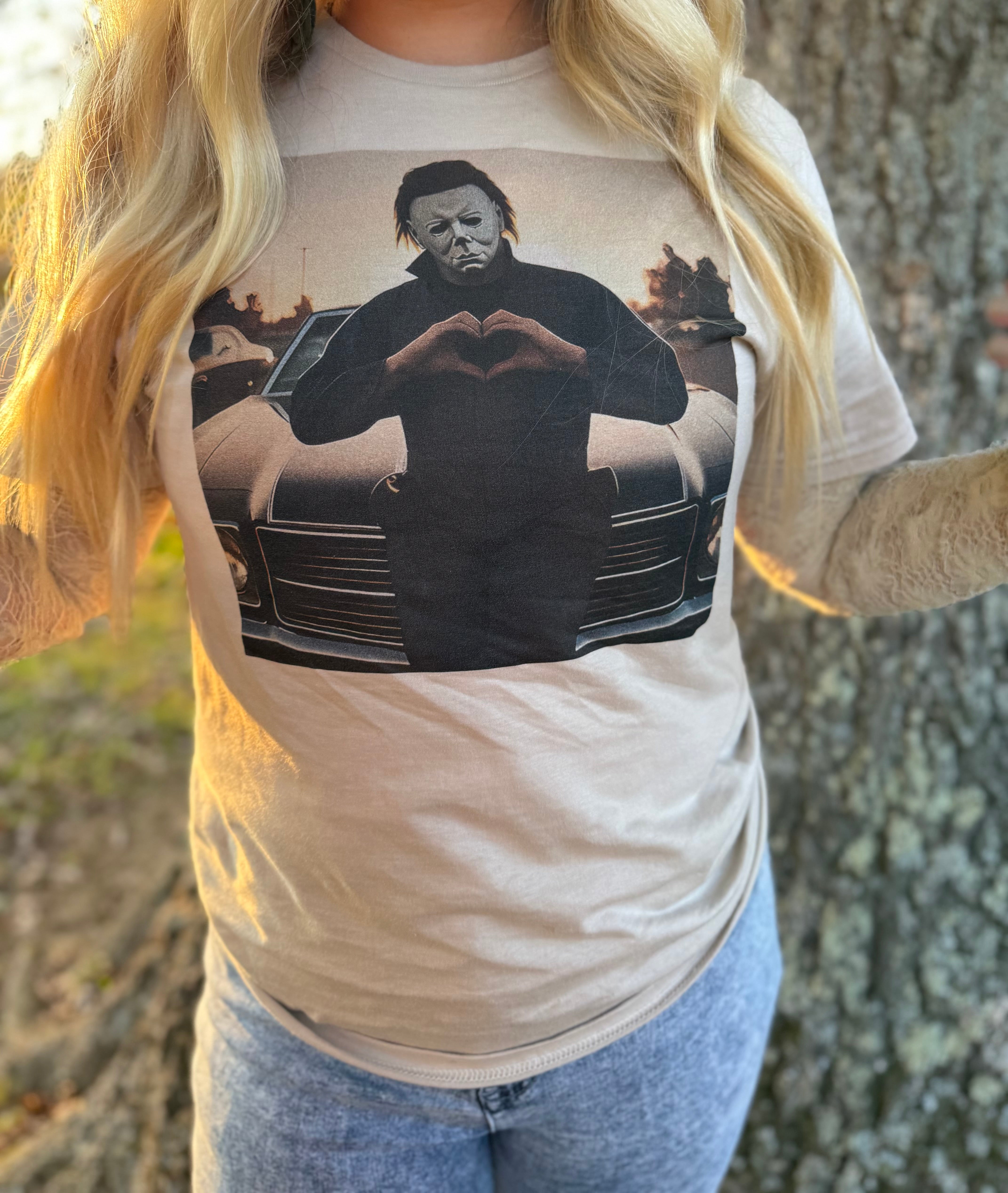 Michael Myers Heart Hands Cream Tee