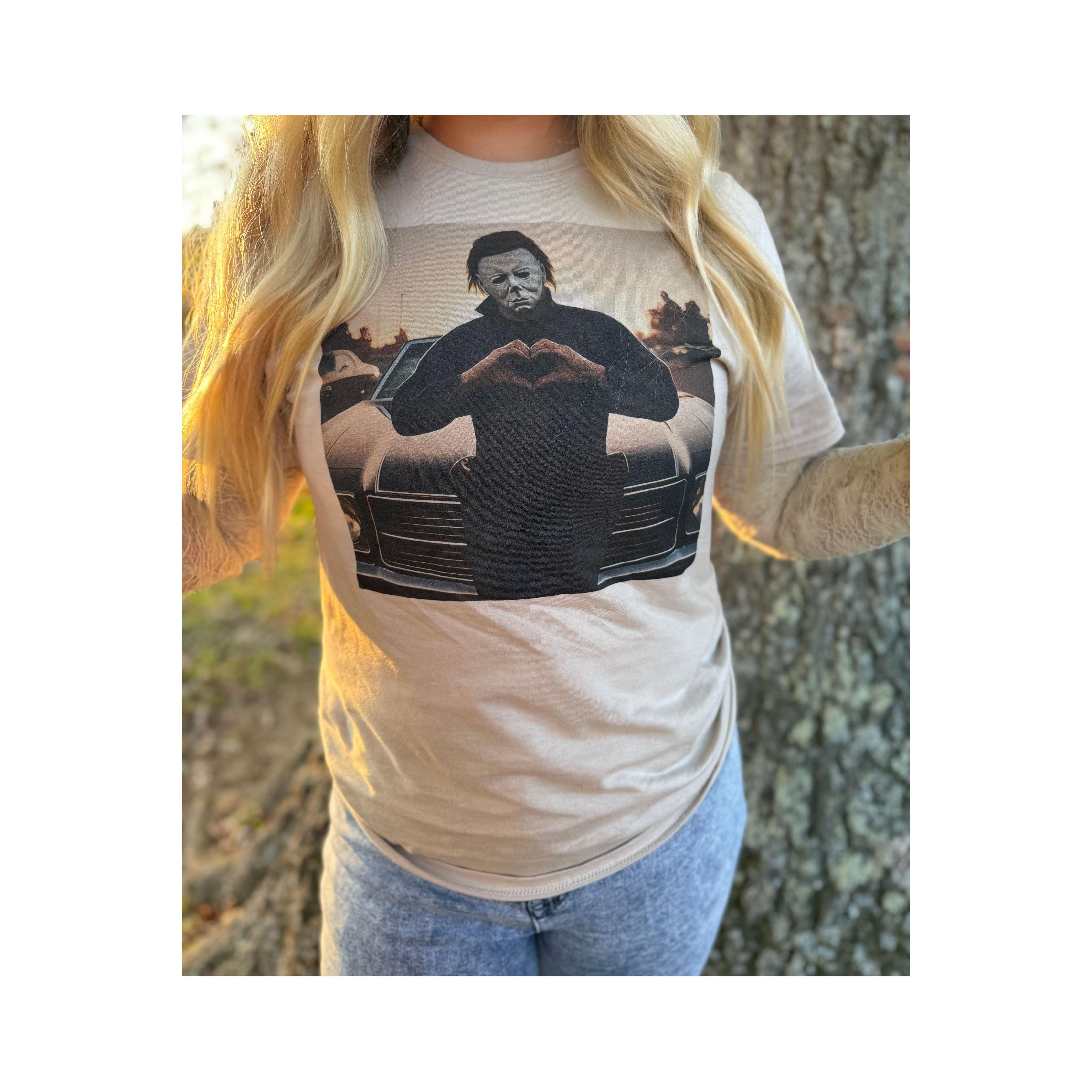 Michael Myers Heart Hands Cream Tee