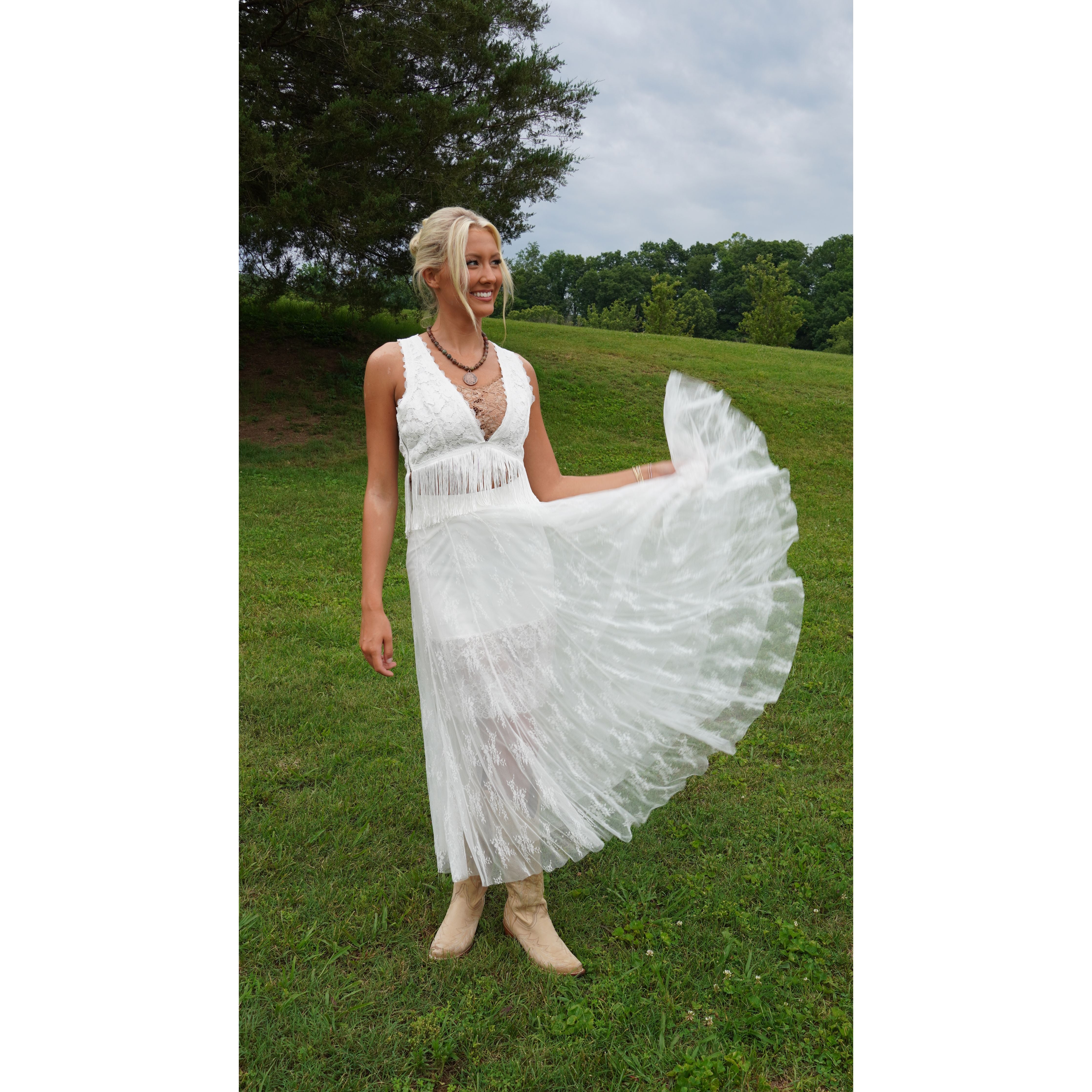White Lace Sheer Layering Skirt