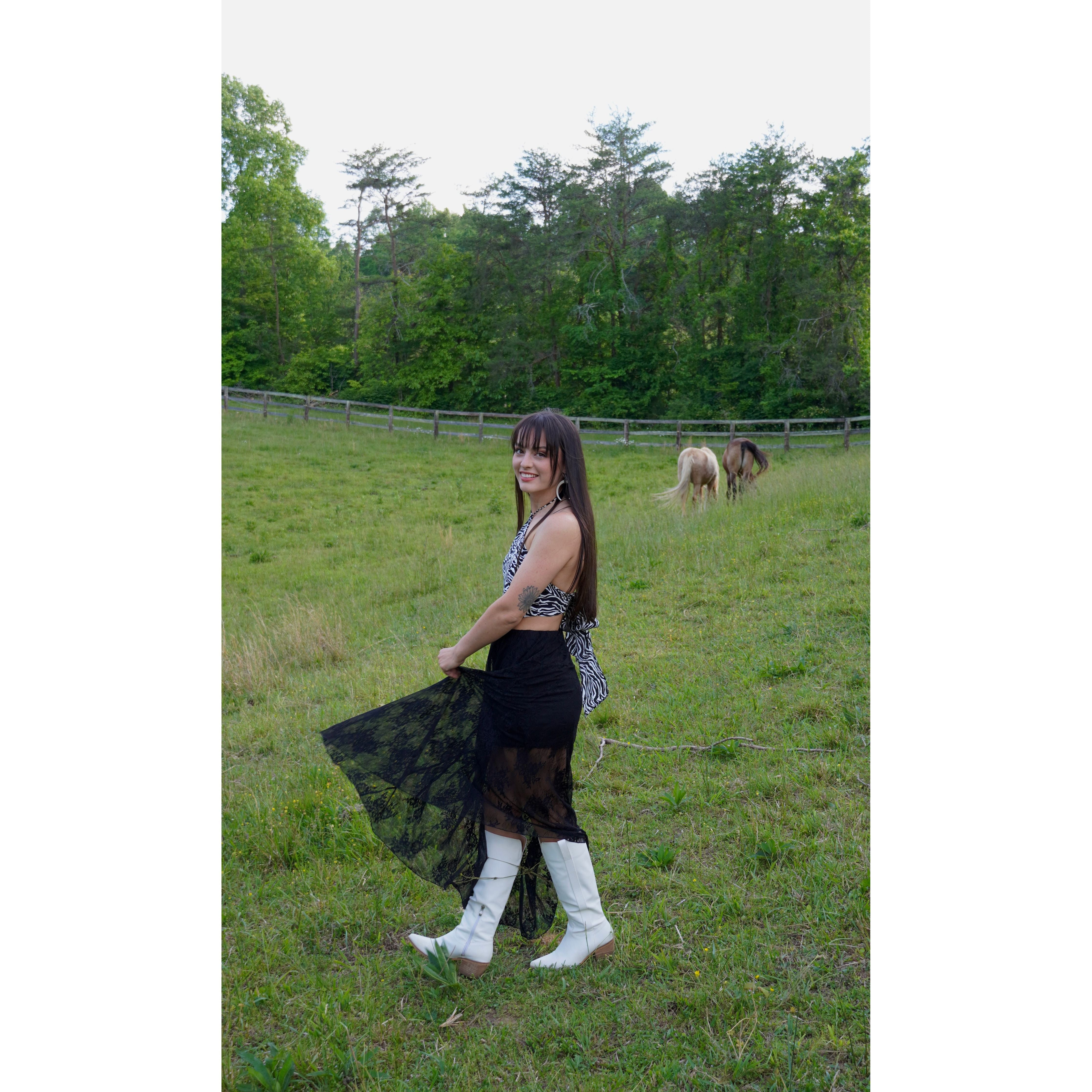 Black Lace High Low Skirt