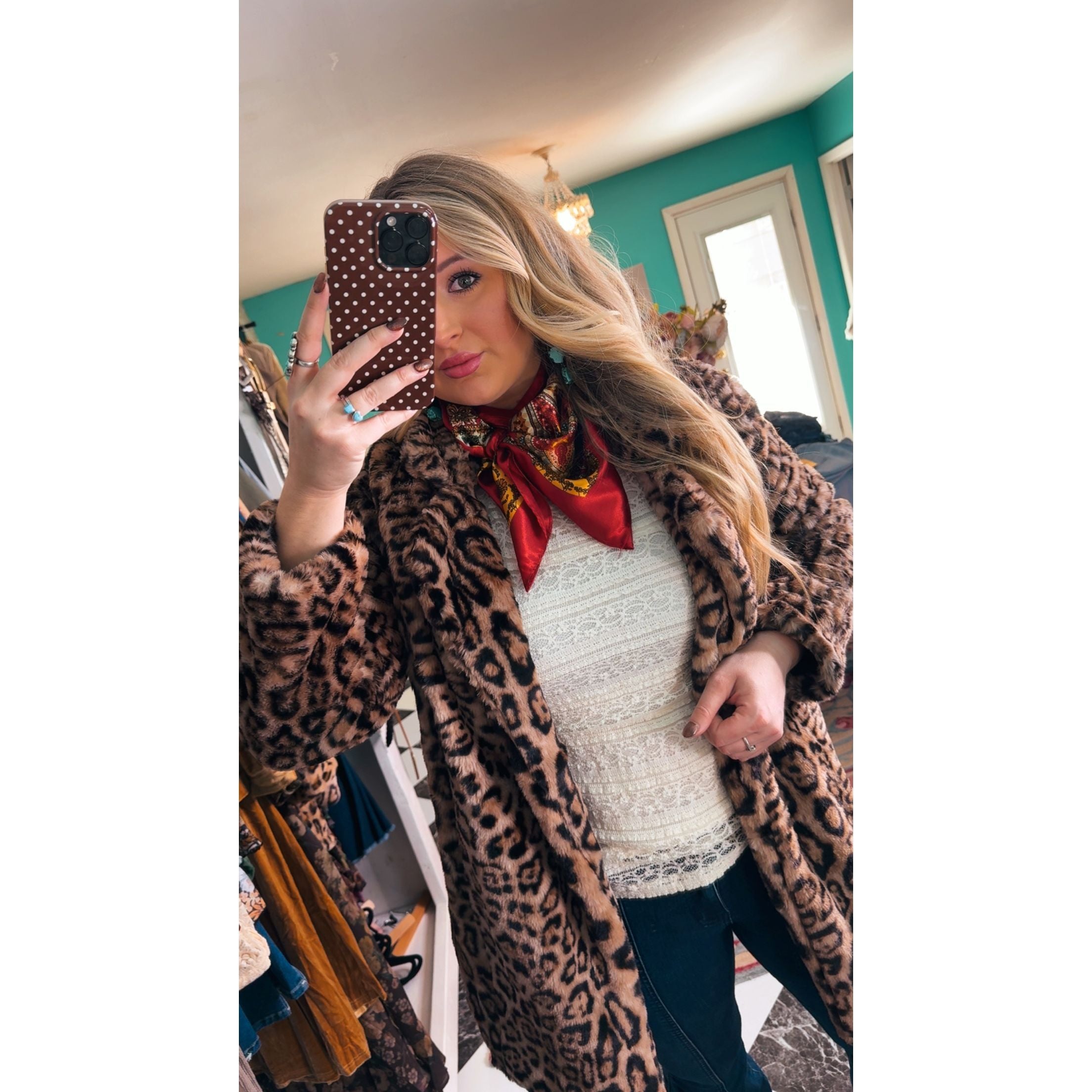 Red Paisley Printed Satin Scarf