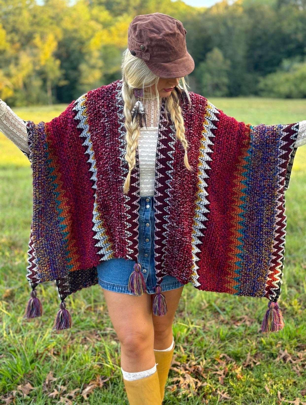 Boheme Soul Crochet Kimono in Red