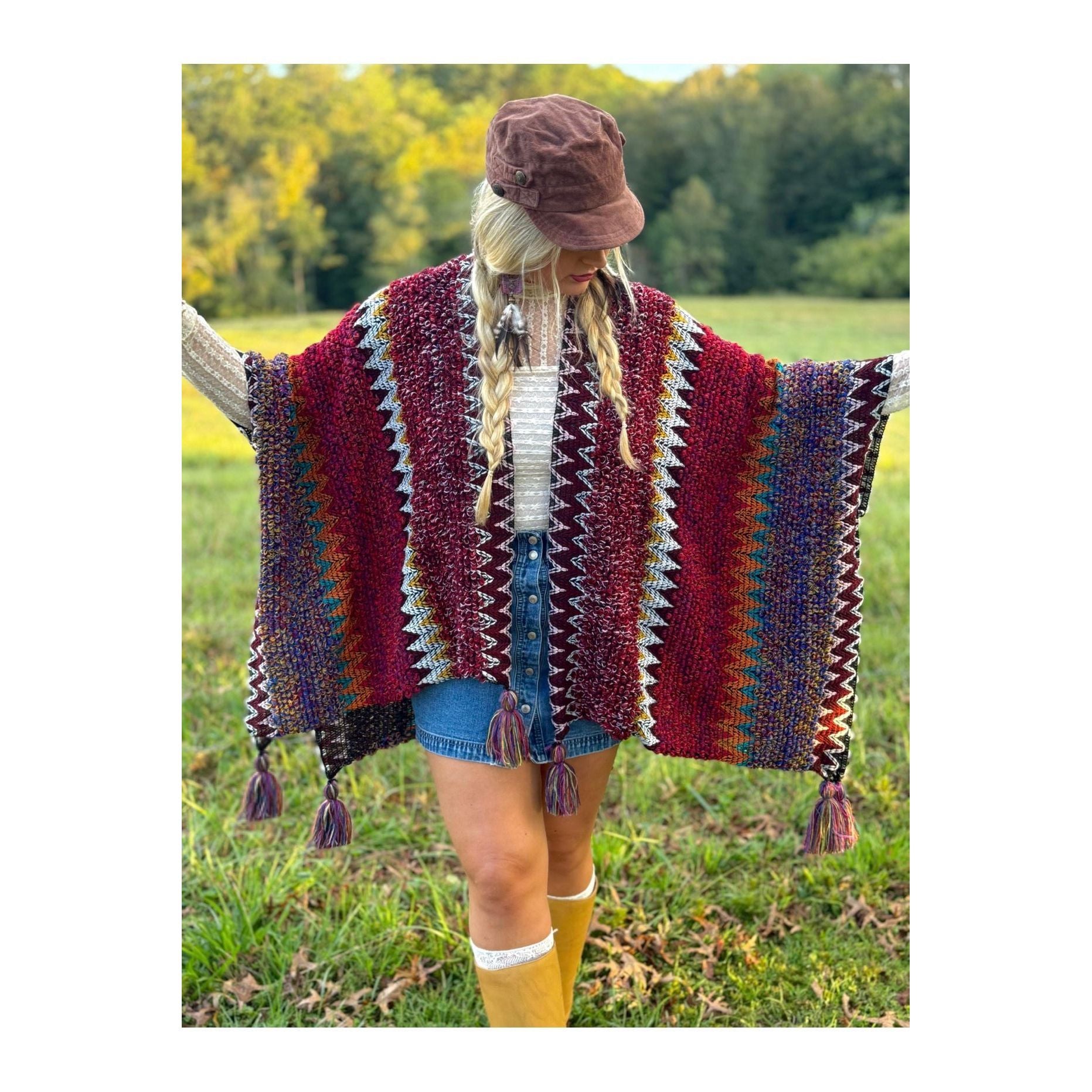 Boheme Soul Crochet Kimono in Red