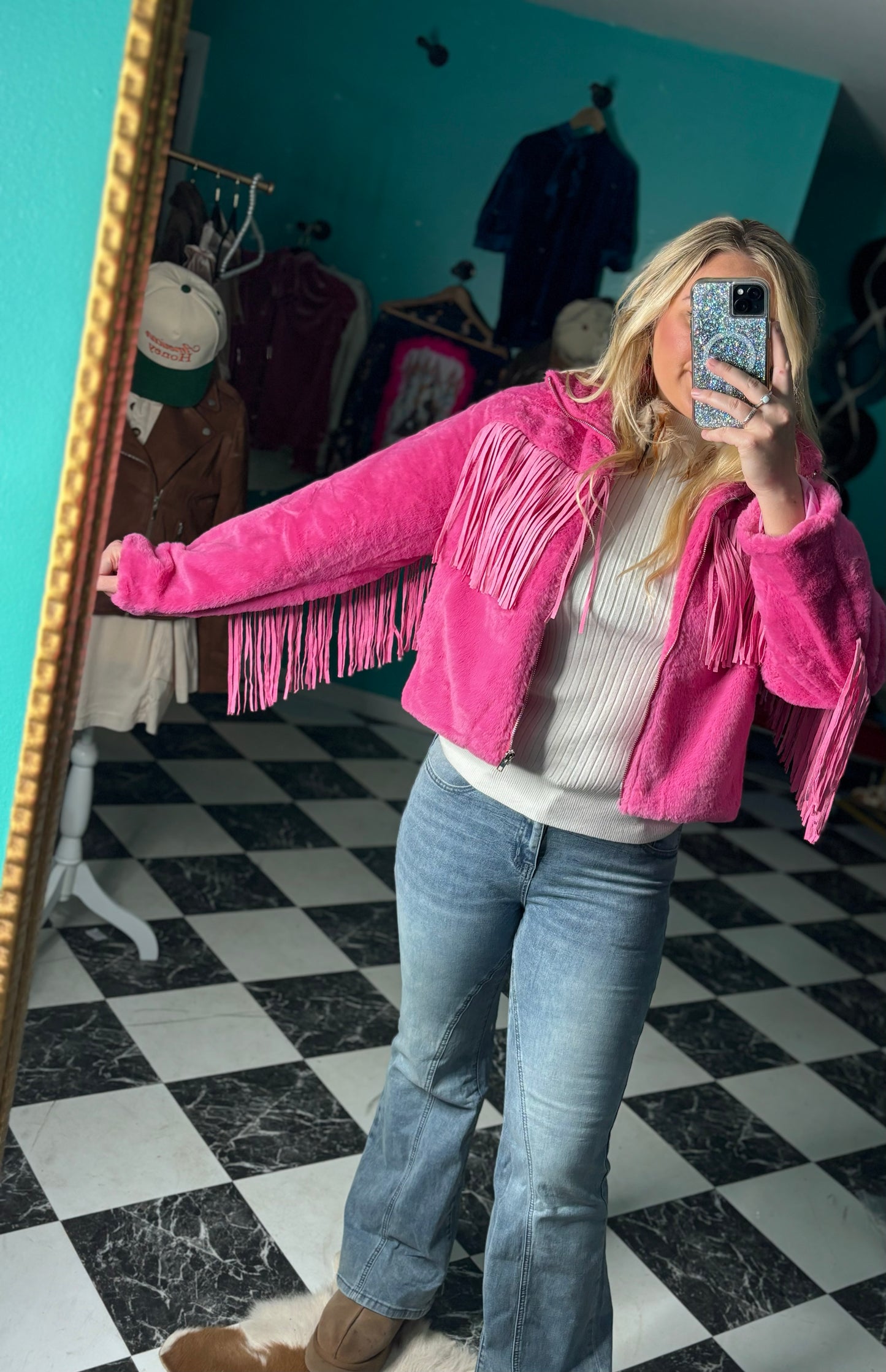 Pink Soft Fringe Jacket