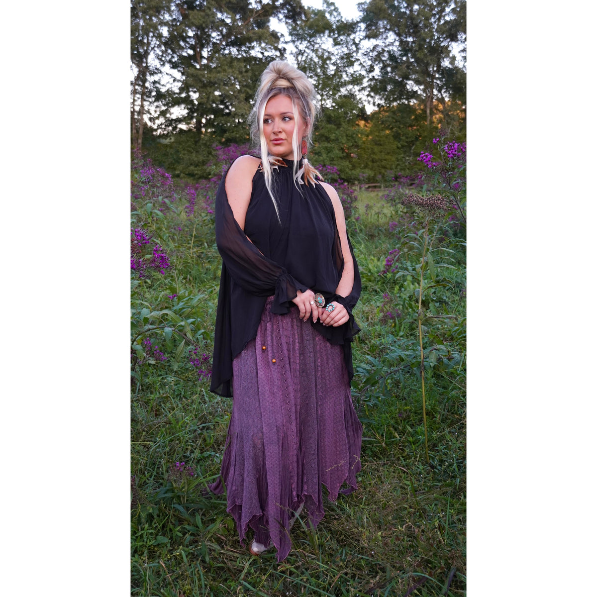 Boho Plum Tiered Maxi Skirt