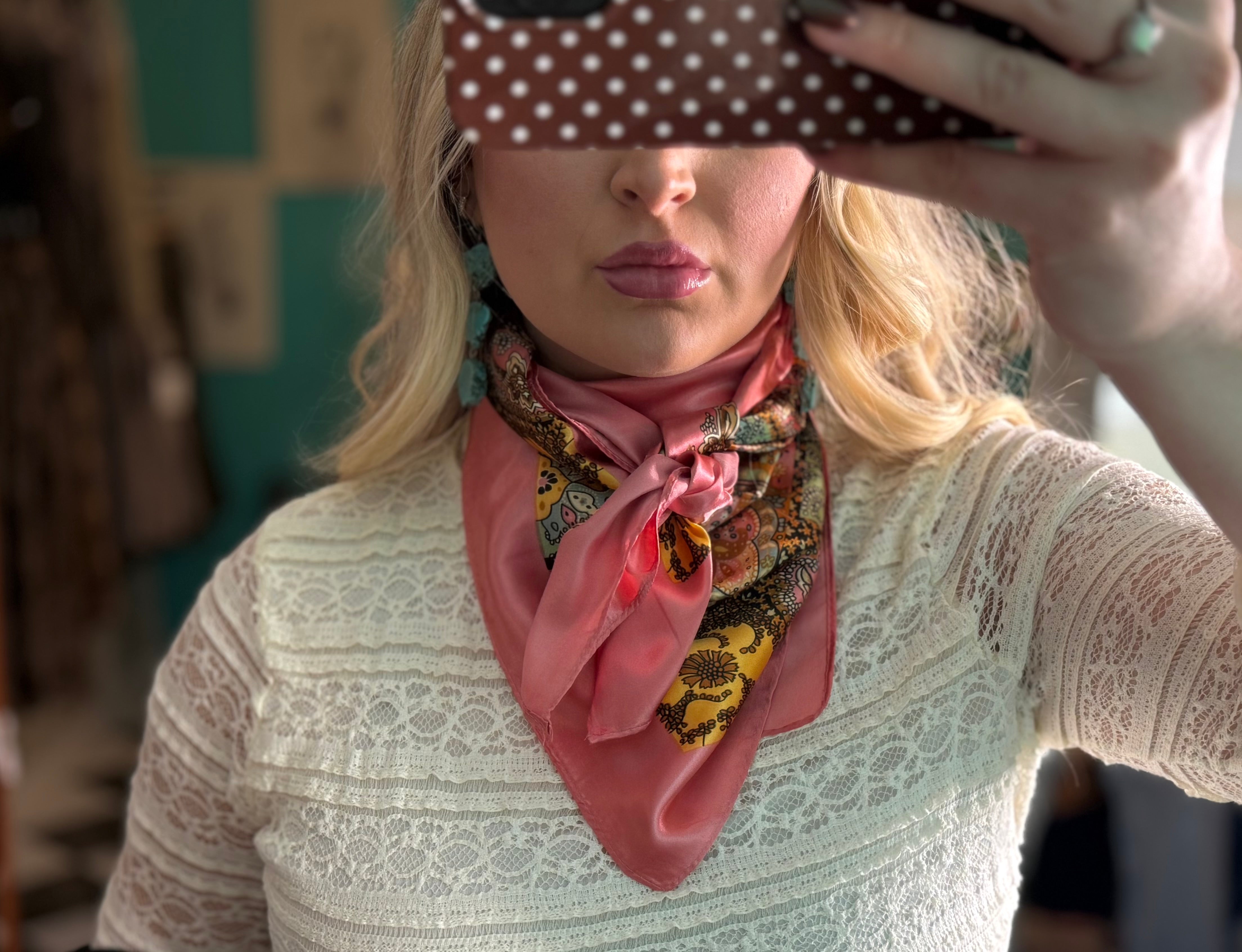 Pink Paisley Printed Satin Scarf