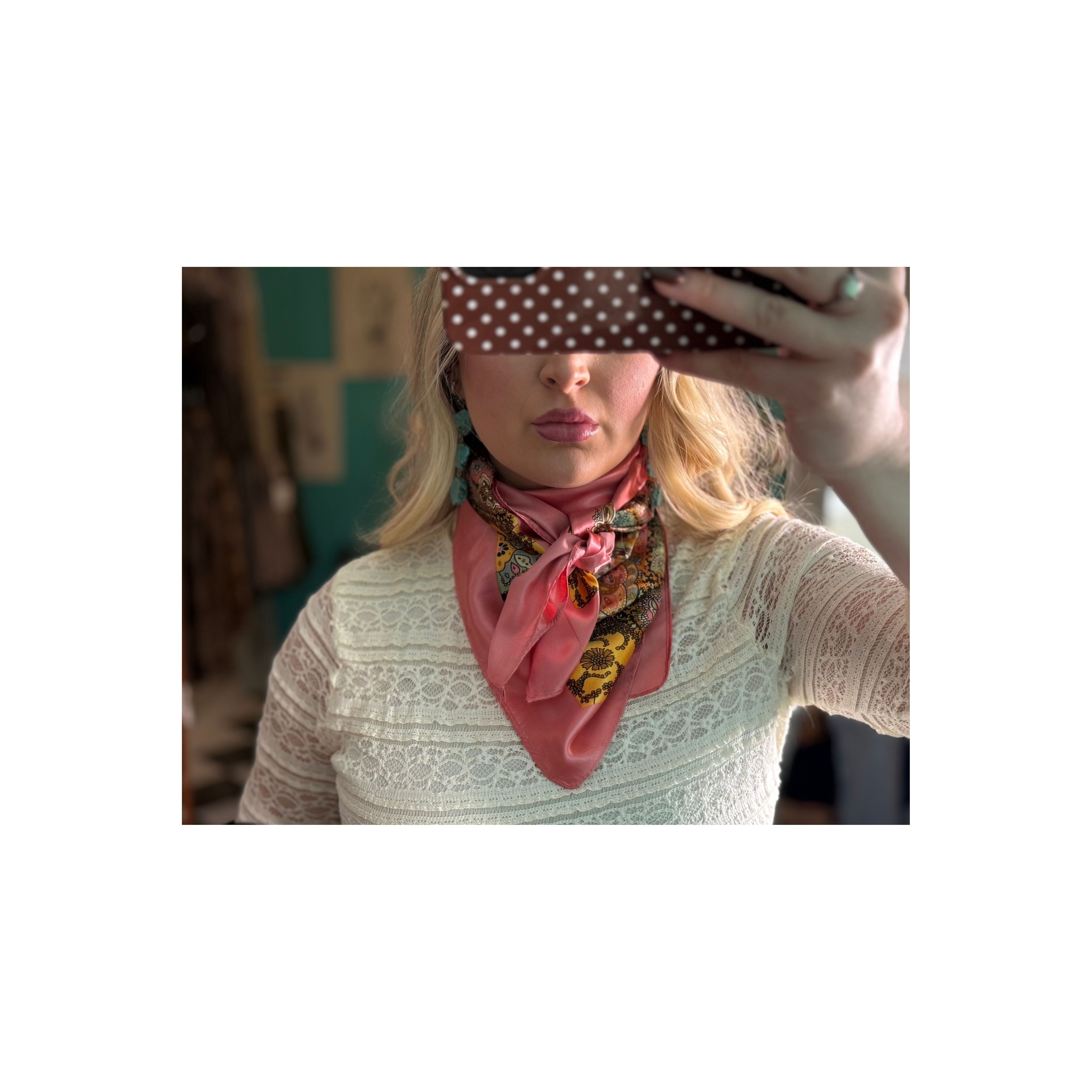 Pink Paisley Printed Satin Scarf