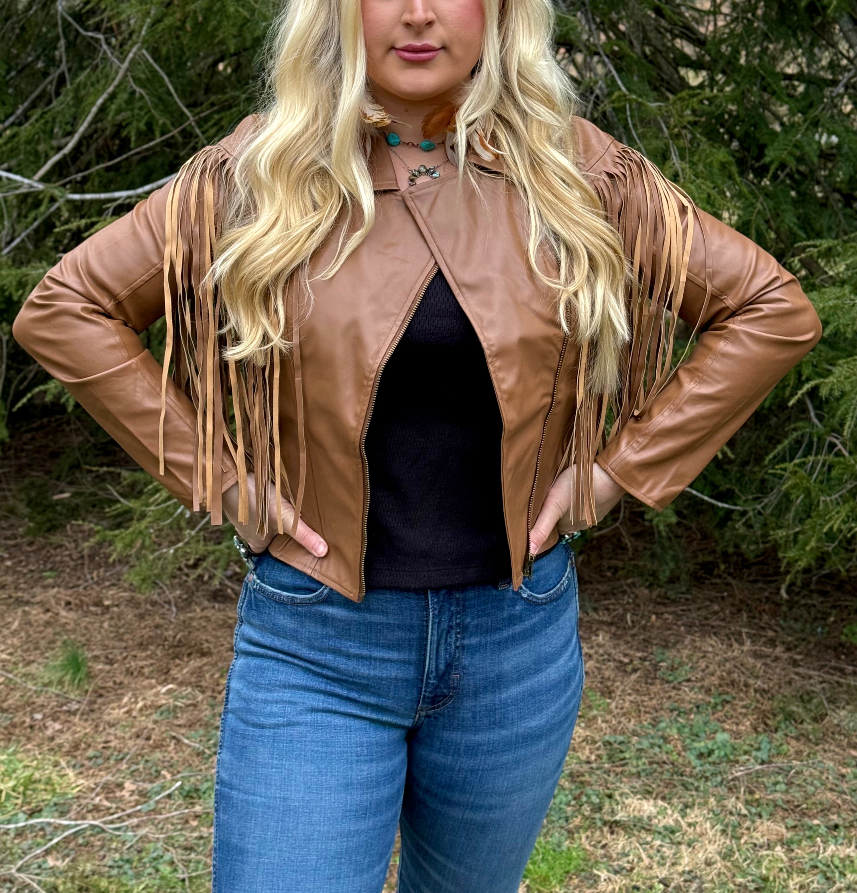 The Serina Leather Fringe Jacket