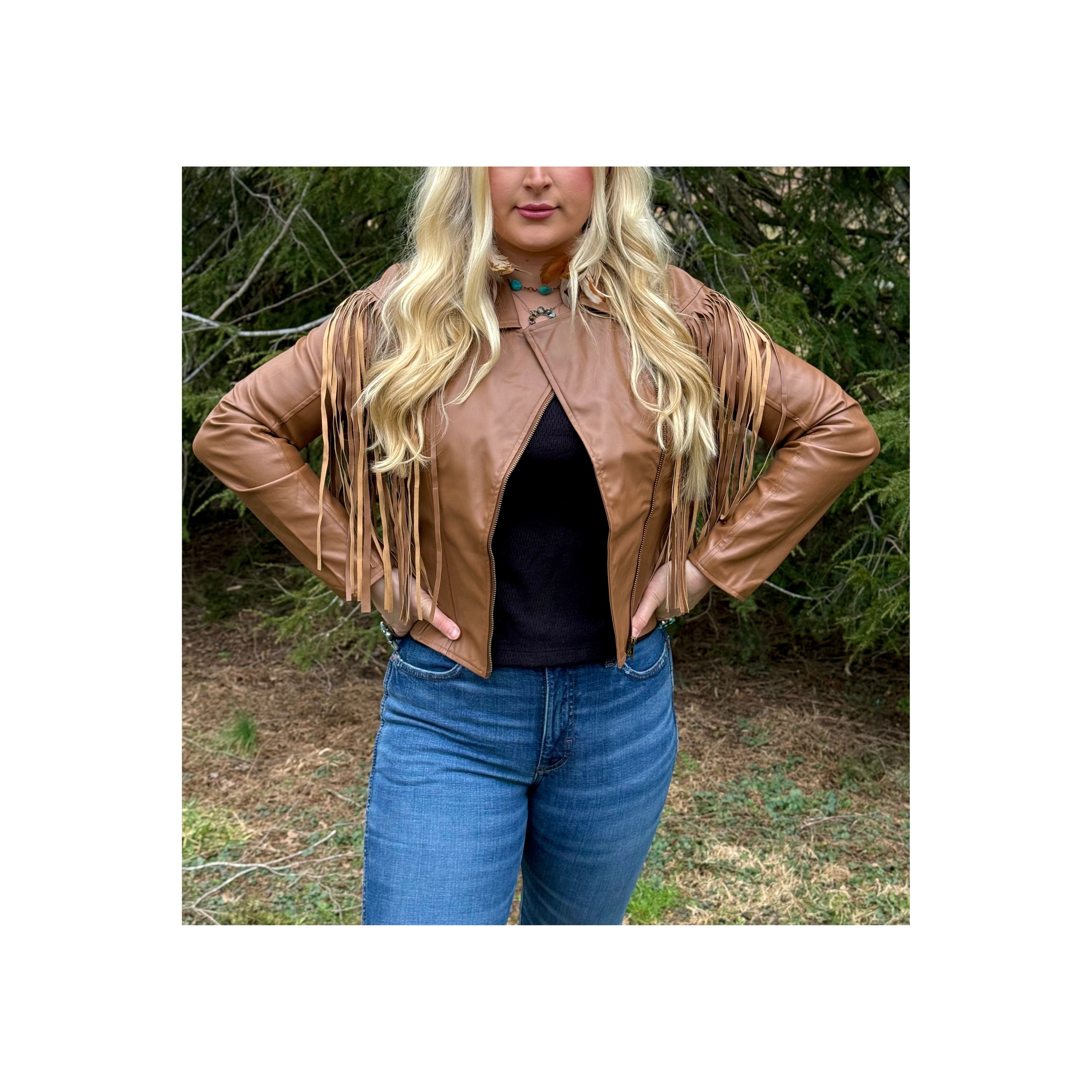 The Serina Leather Fringe Jacket