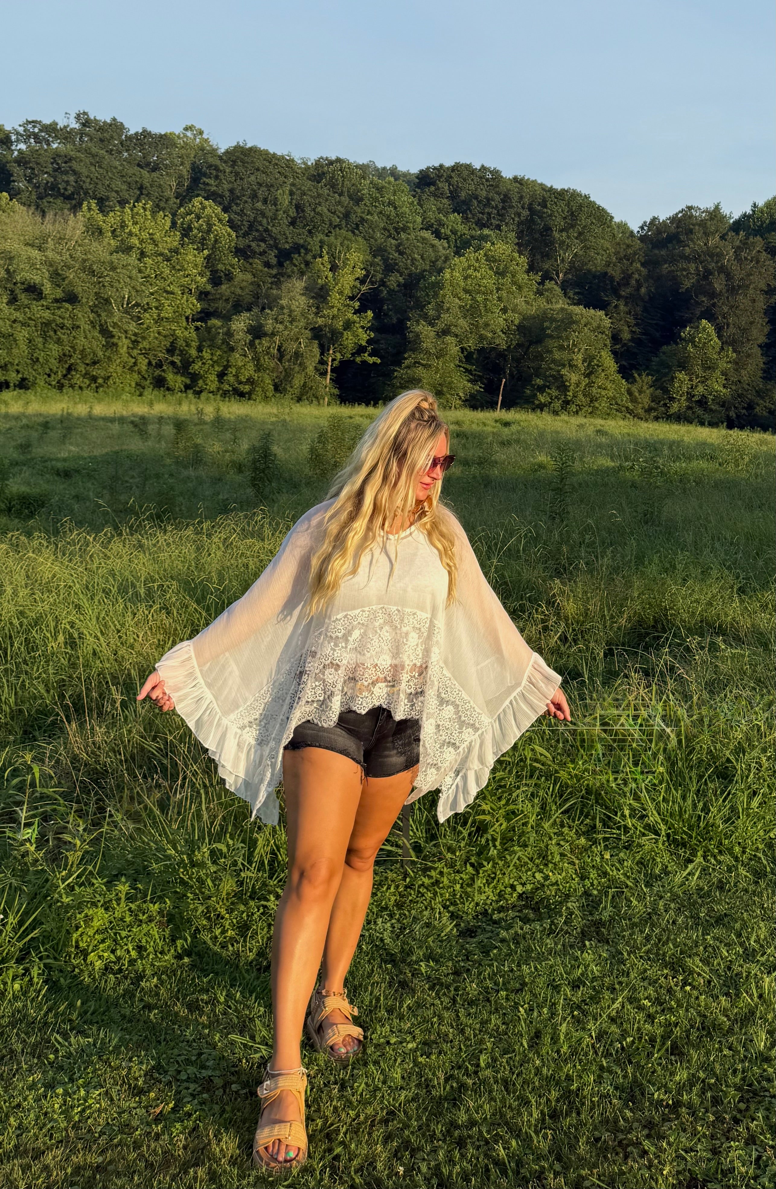 We Are Young White Ruffle Top