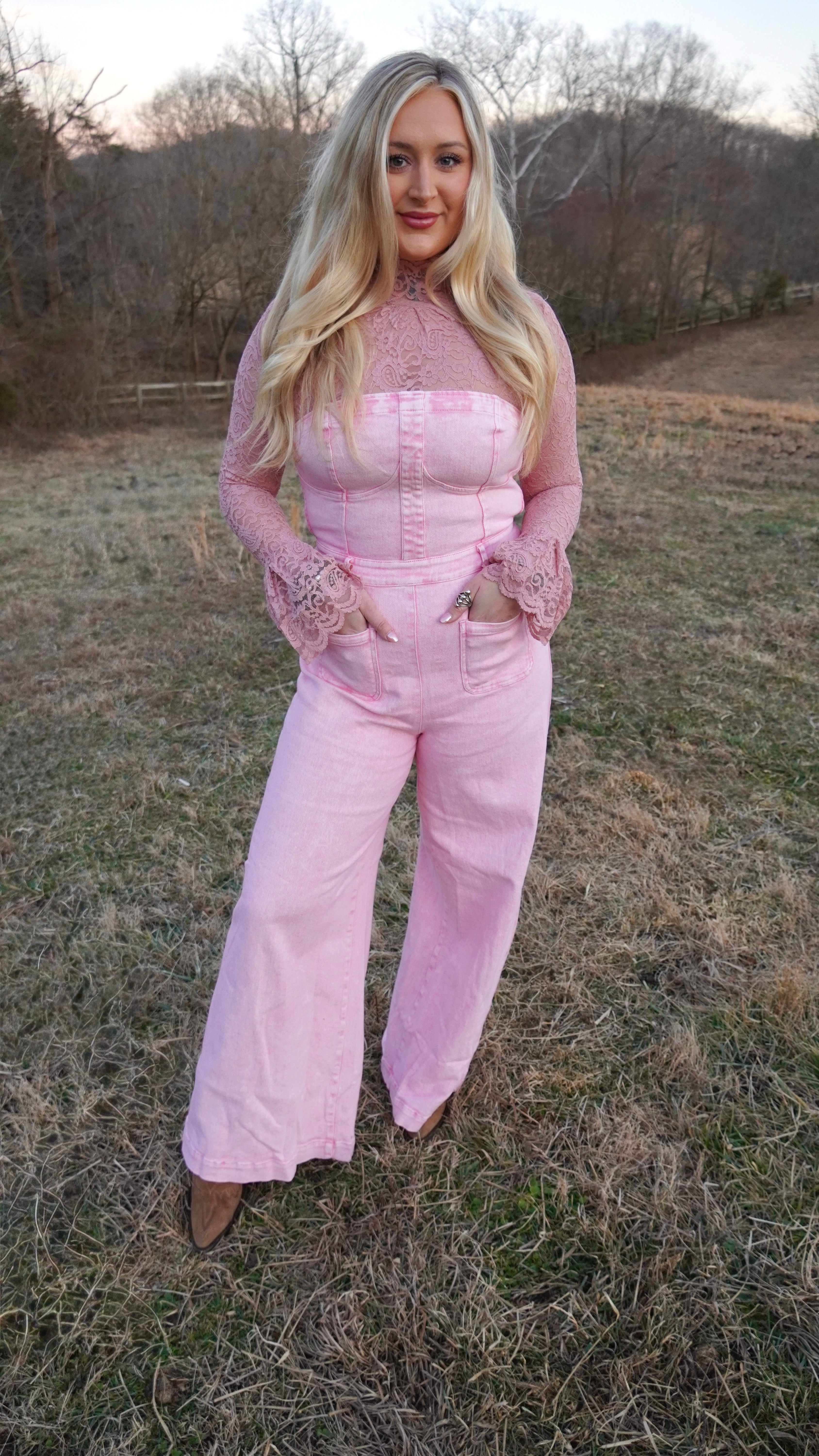 Denim Pink Jumpsuit