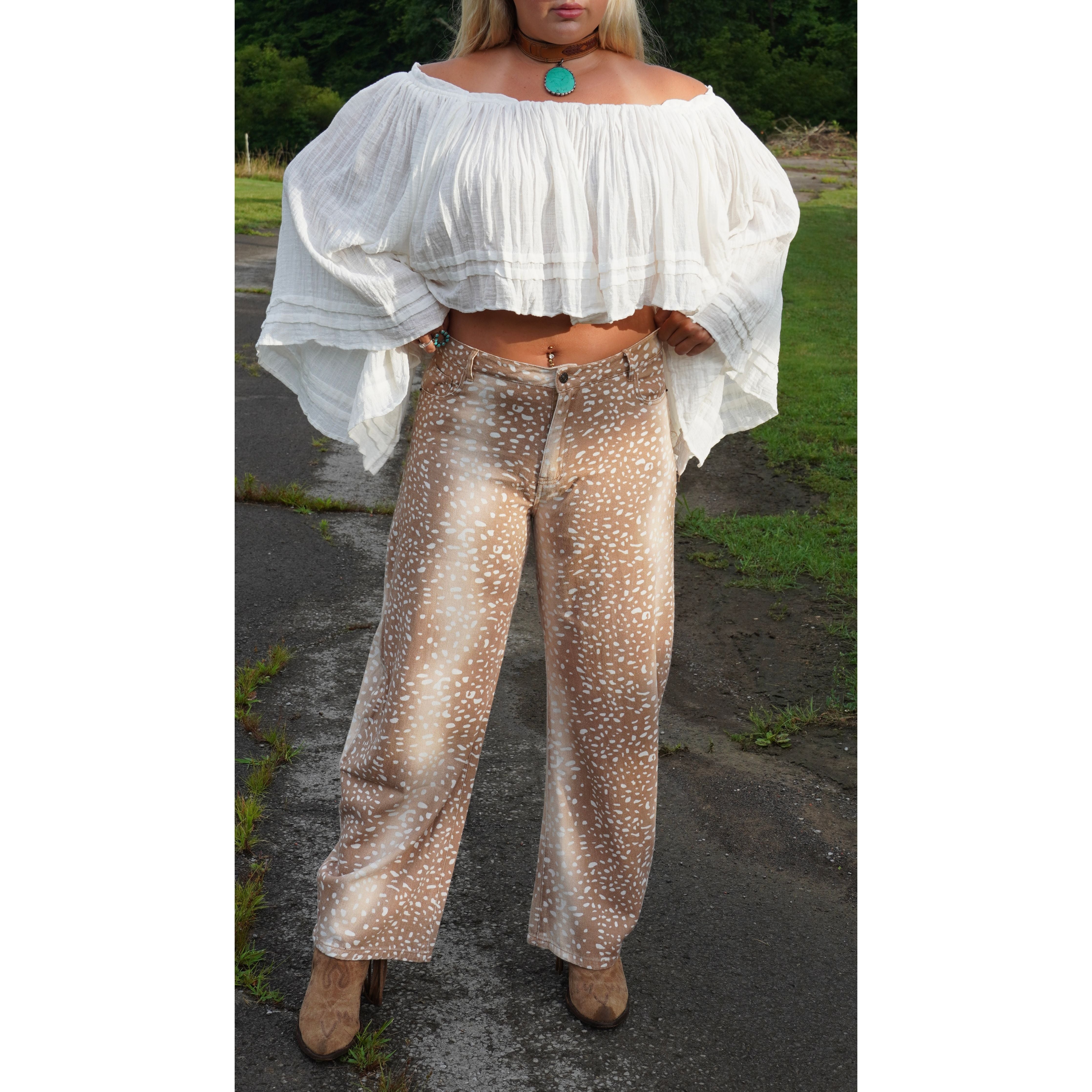 Bambi Print Wide Leg Pants