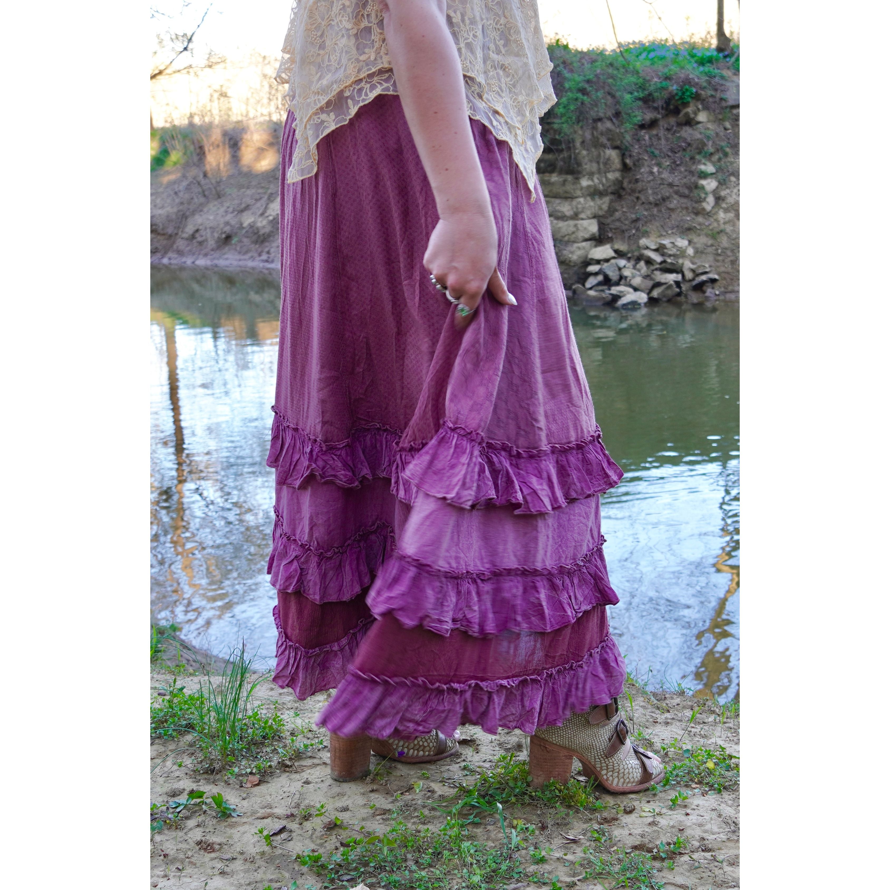 Dusted Pink Rustic Tiered Maxi Skirt