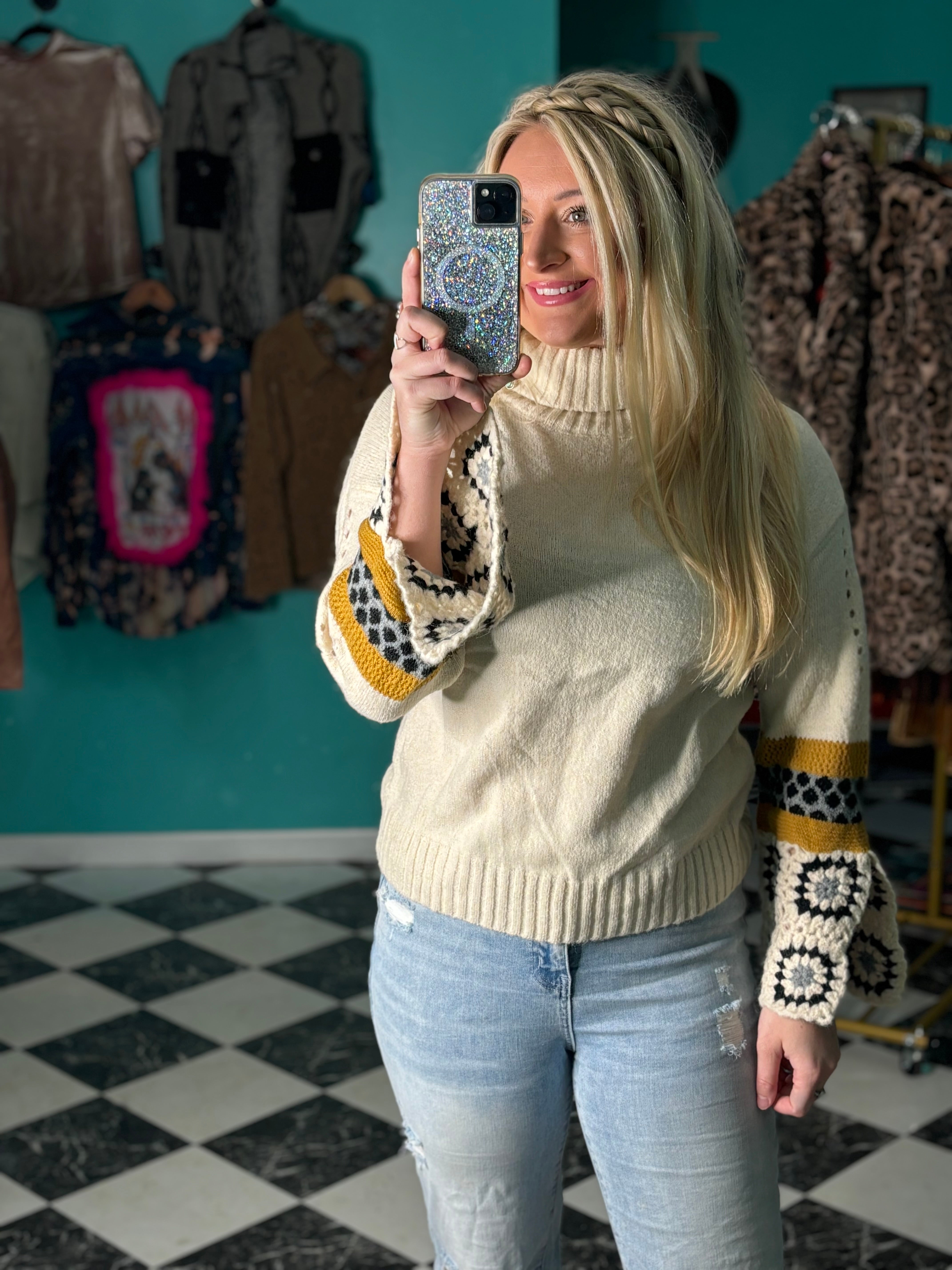 Aztec Cream Turtleneck