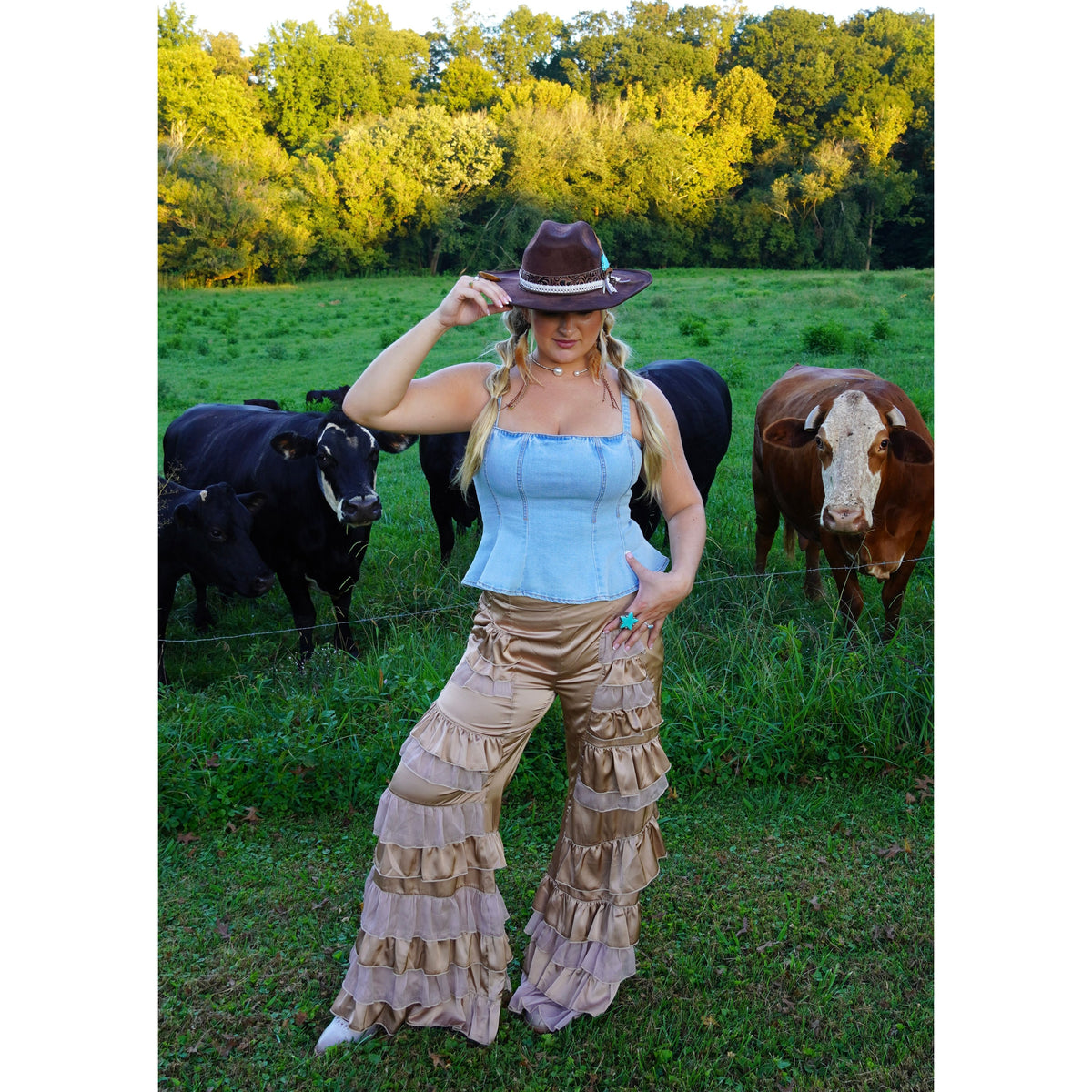 Denim corset top