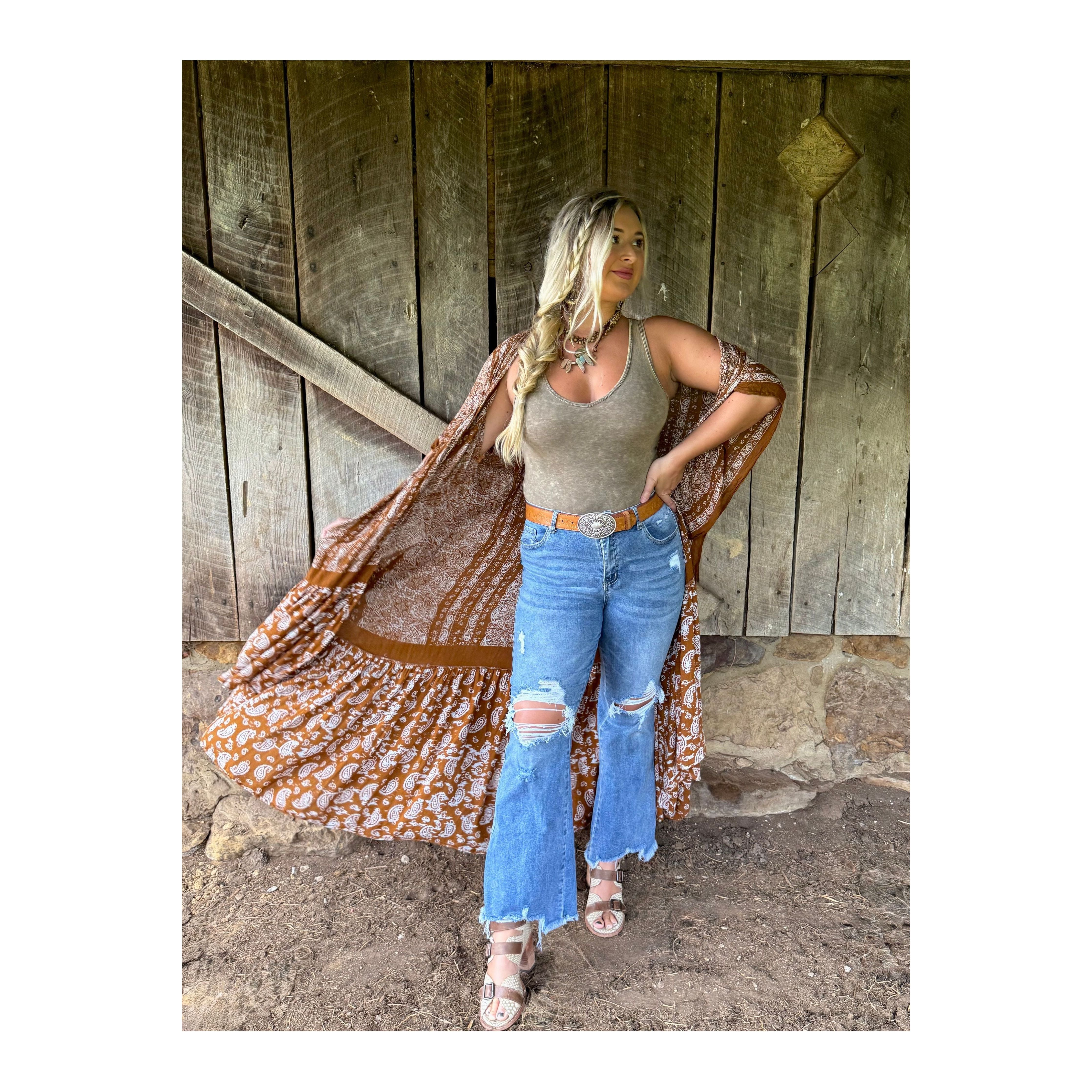 Rustic Spirit Brown Paisley Duster