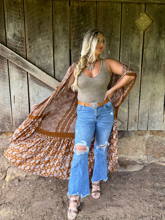 Rustic Spirit Brown Paisley Duster