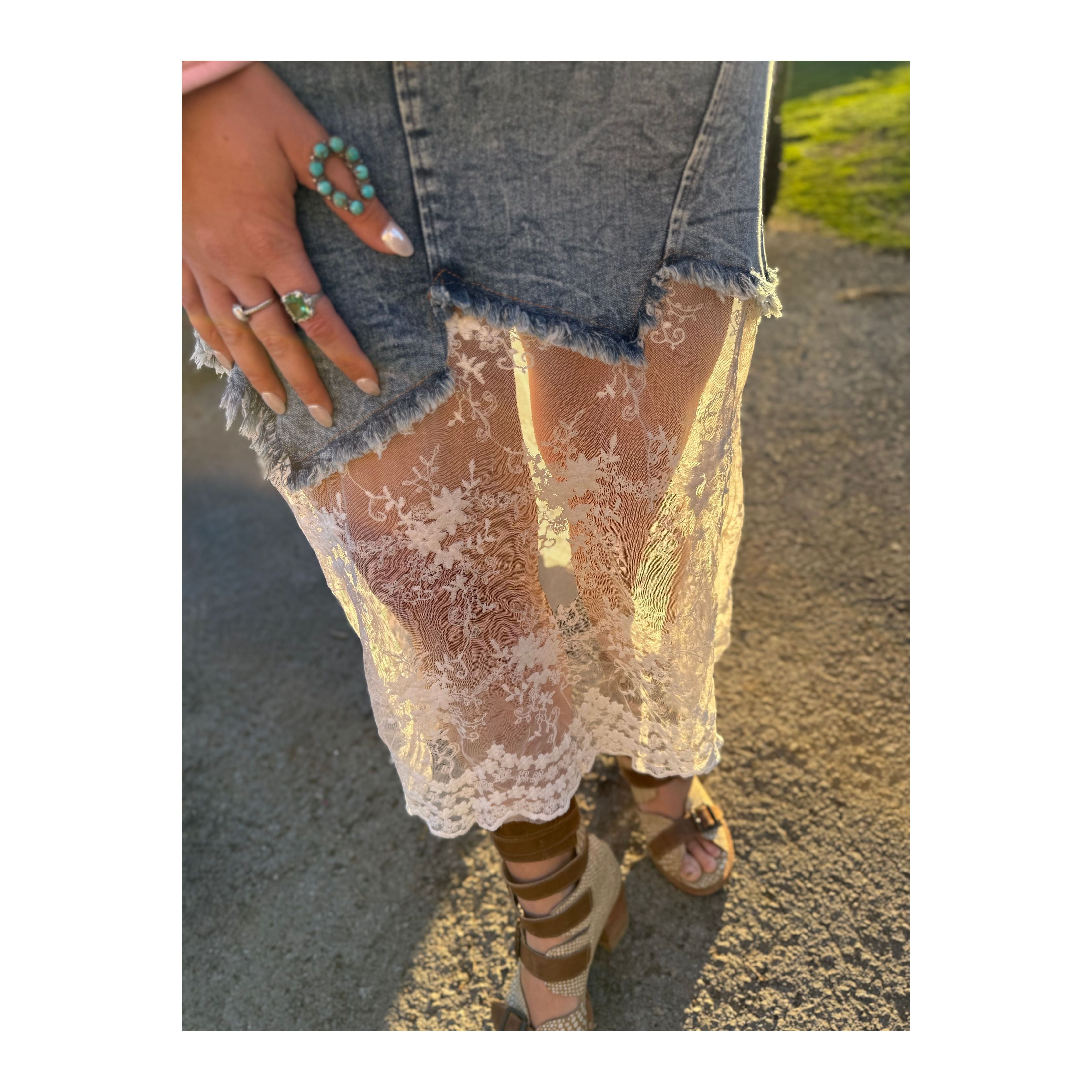 Denim Lace Skirt