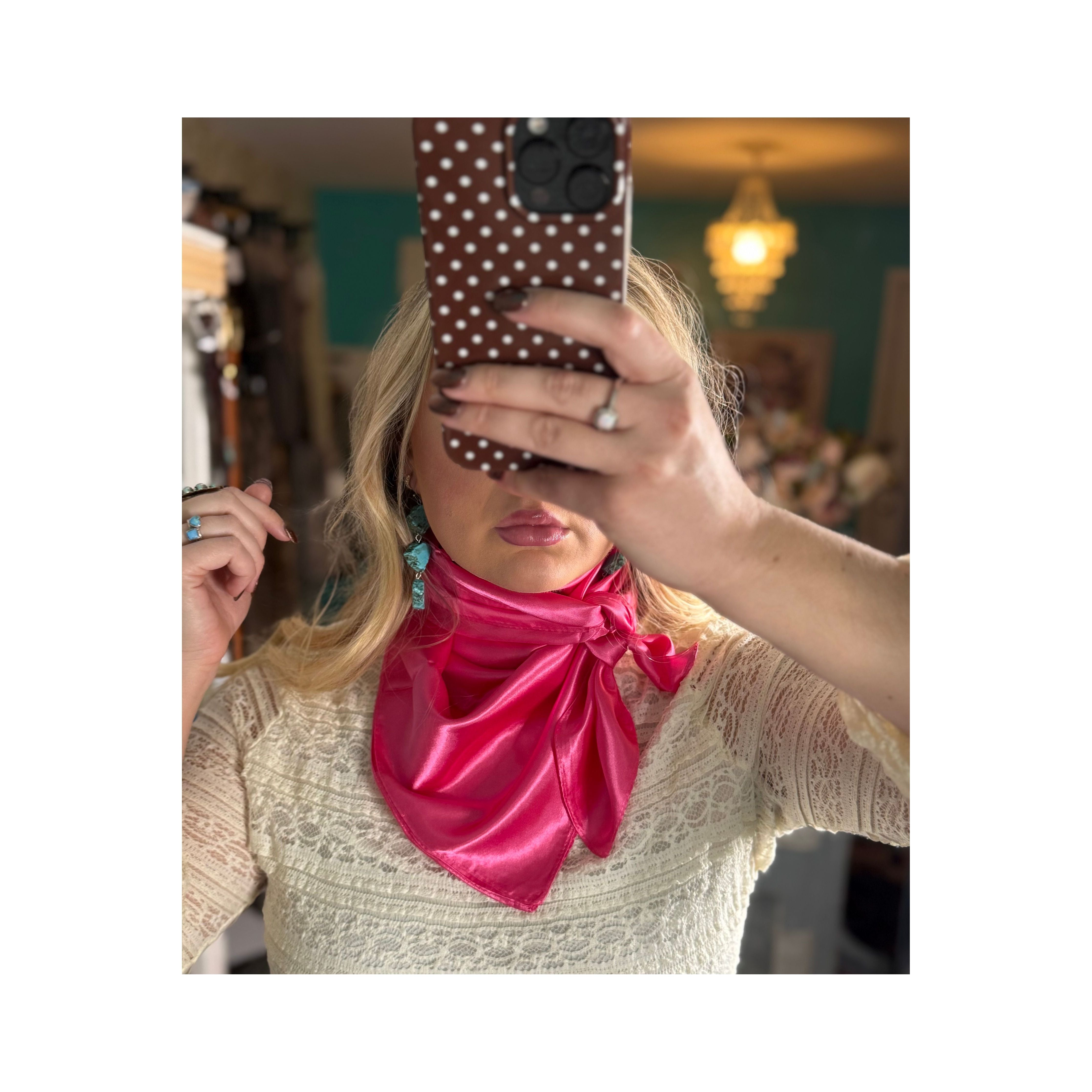 Dark Pink Satin Scarf