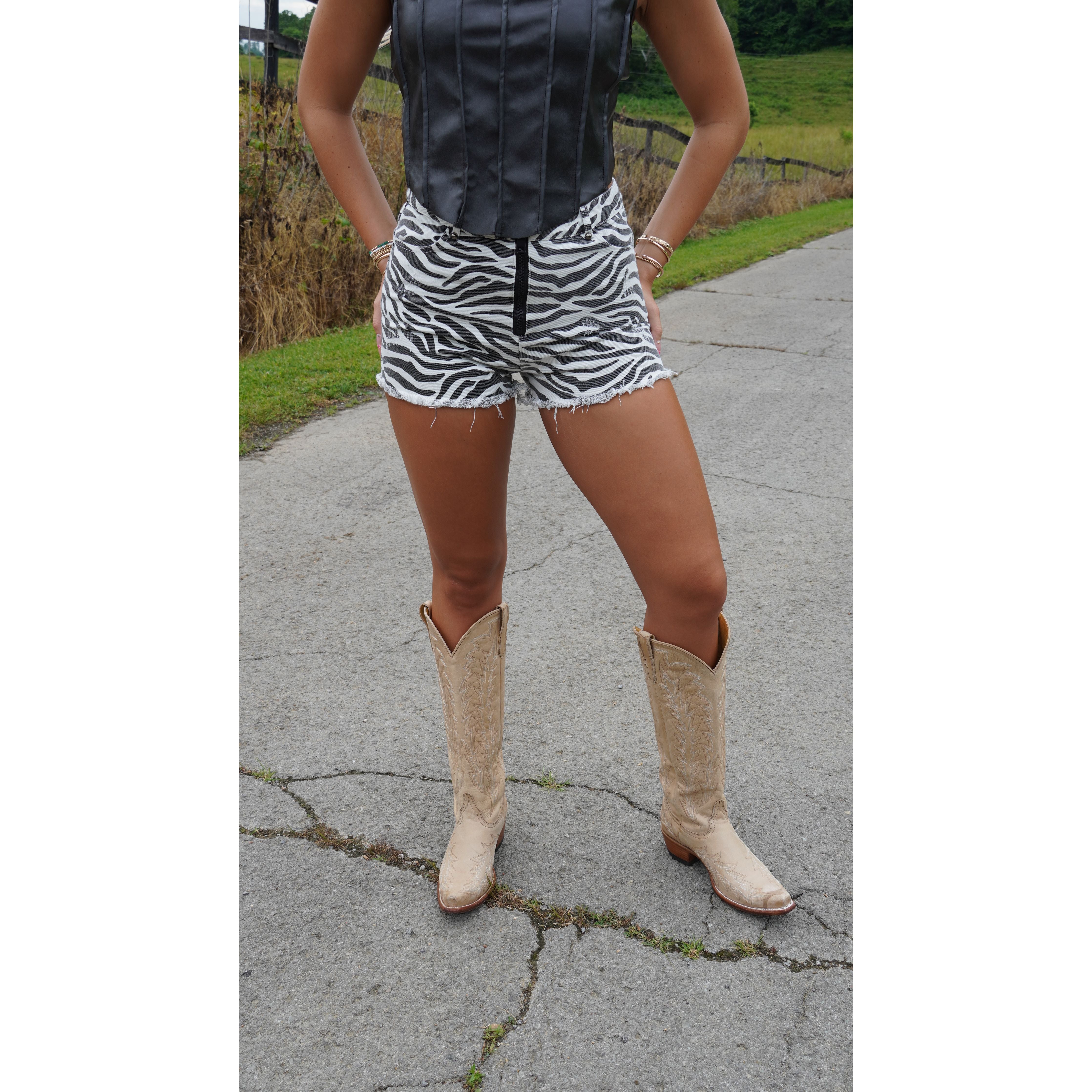 Frayed Zebra Shorts